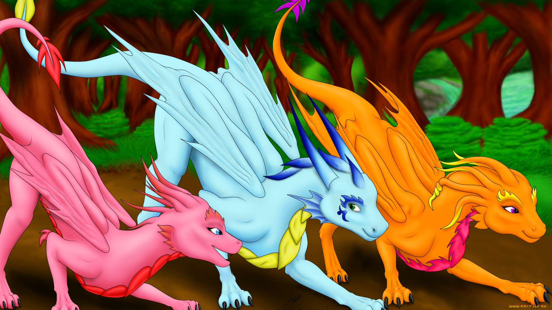 рисованные, животные, сказочные, мифические, драконы