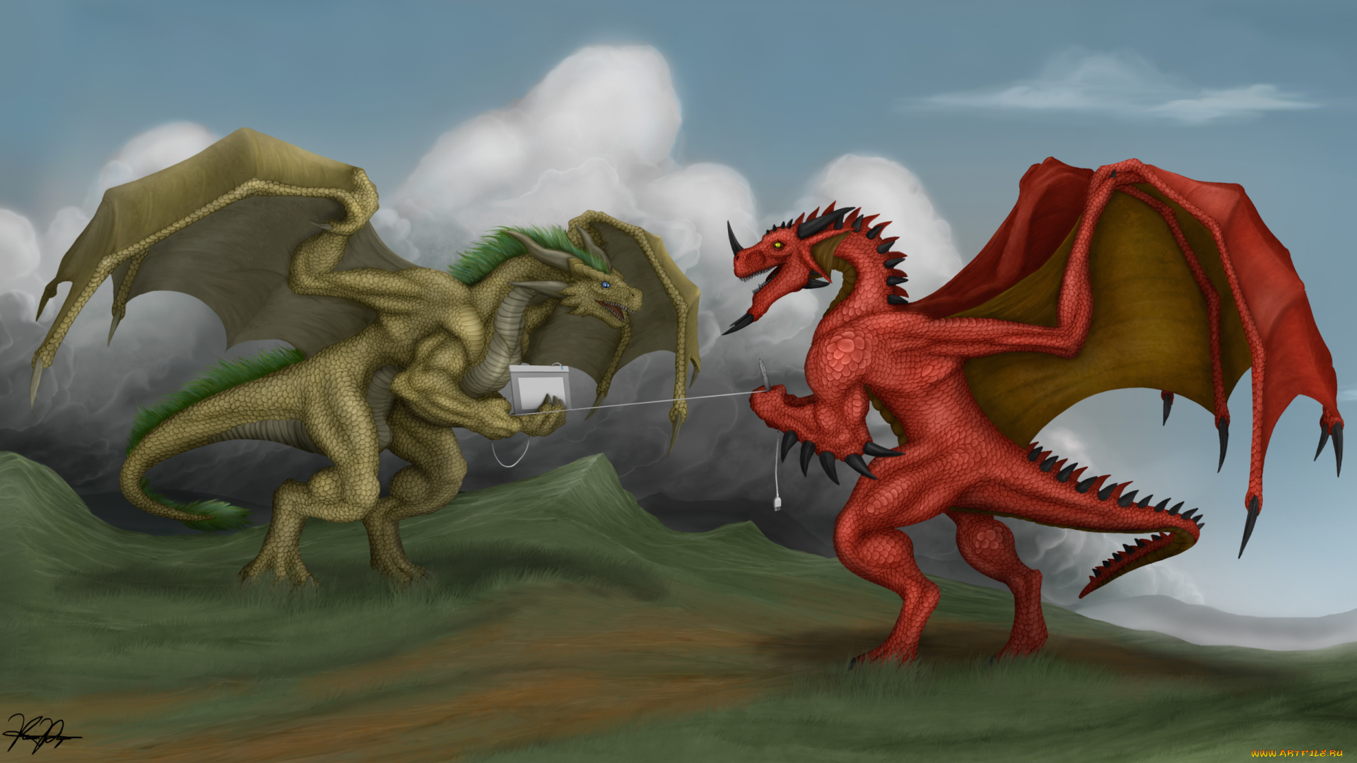рисованные, животные, сказочные, мифические, драконы