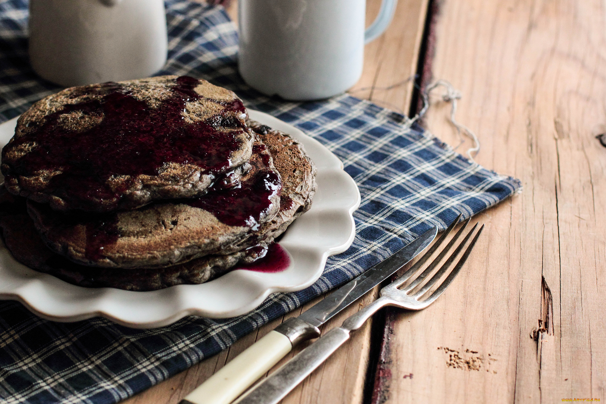 еда, блины, оладьи, нож, гречневые, вилка