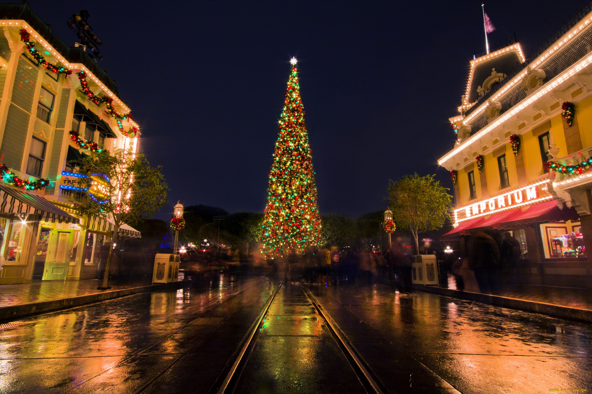 праздничные, новогодние, пейзажи, диснейленд