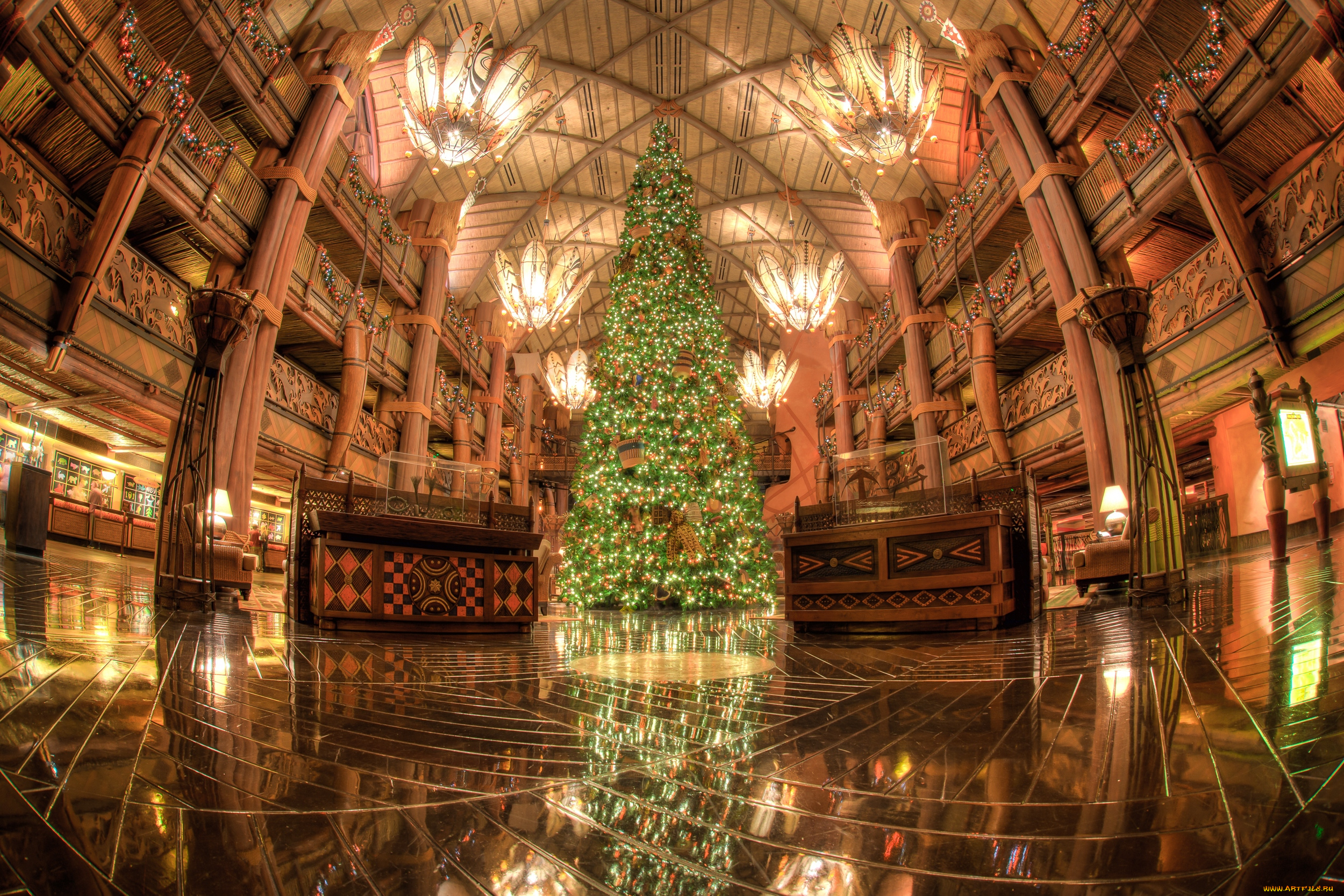 праздничные, Ёлки, отель, америка