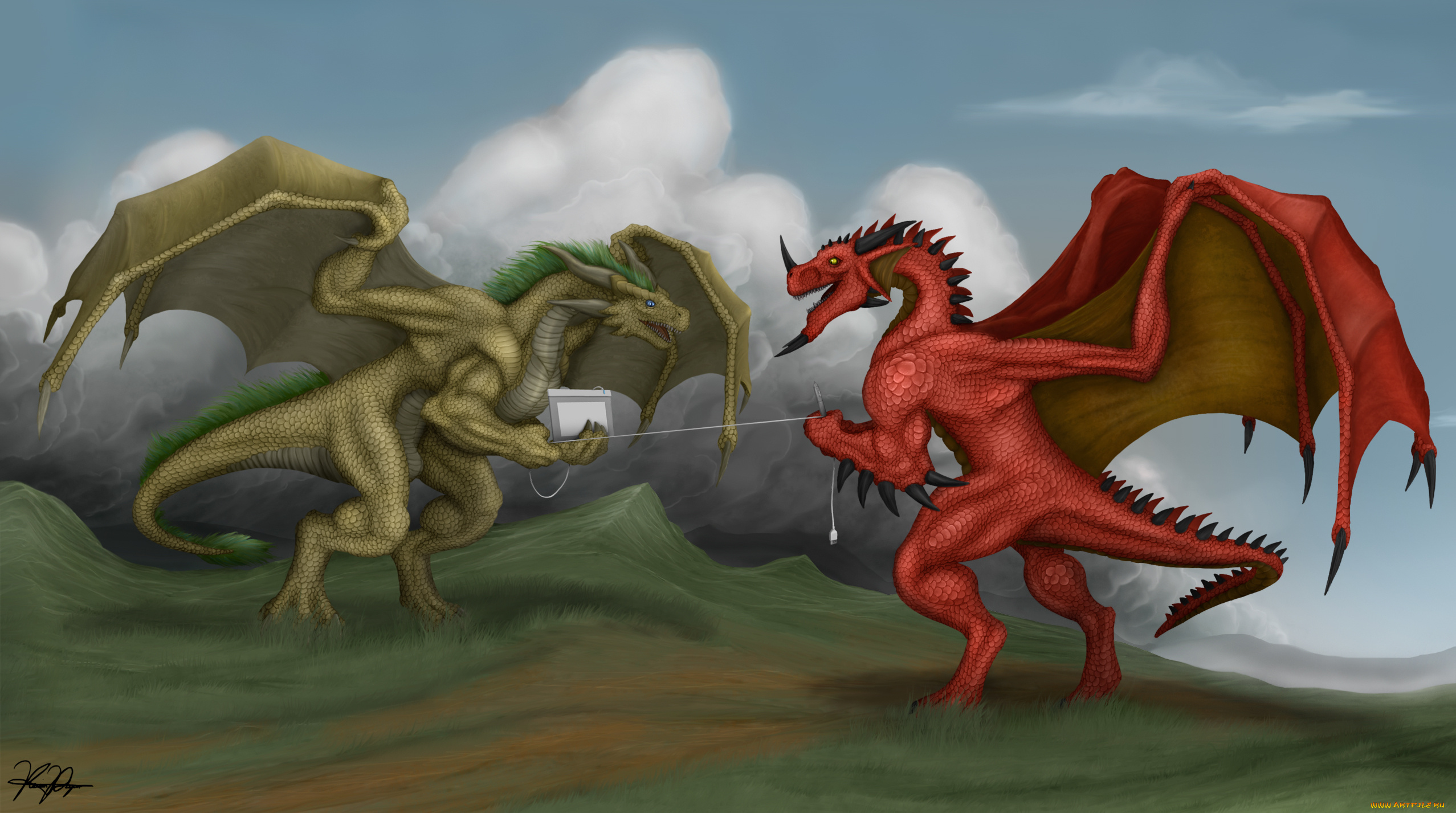 рисованные, животные, сказочные, мифические, драконы