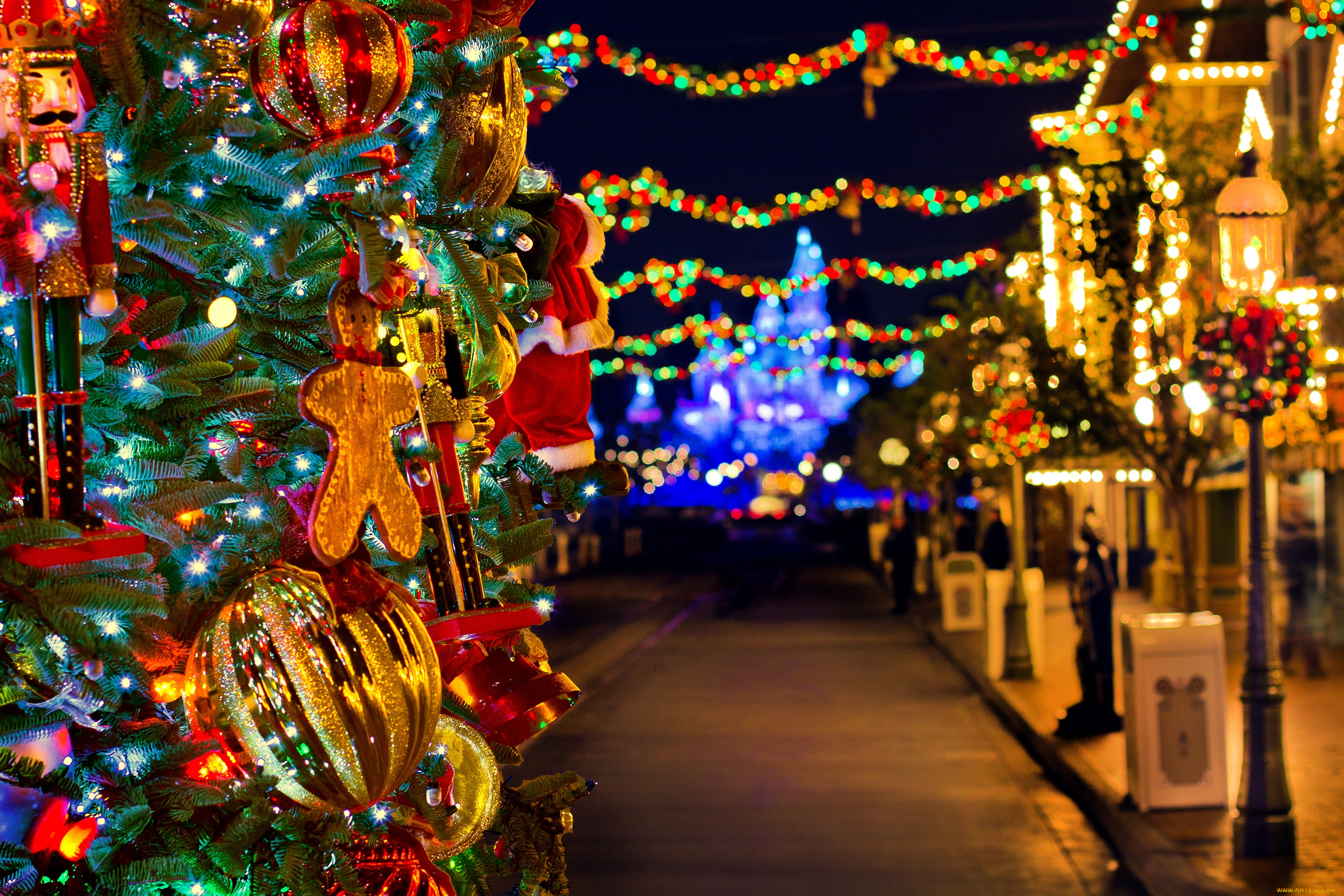 праздничные, новогодние, пейзажи, диснейленд