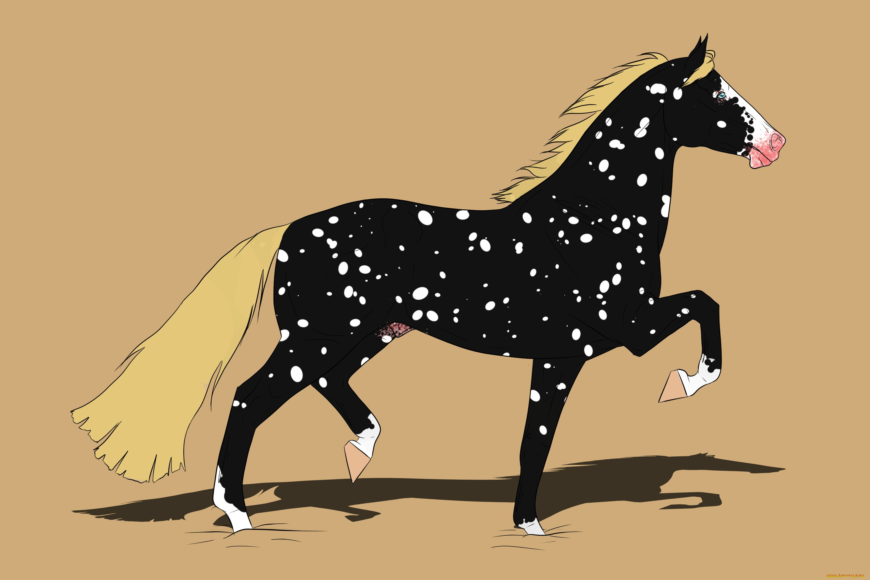 рисованные, животные, лошади, лошадь