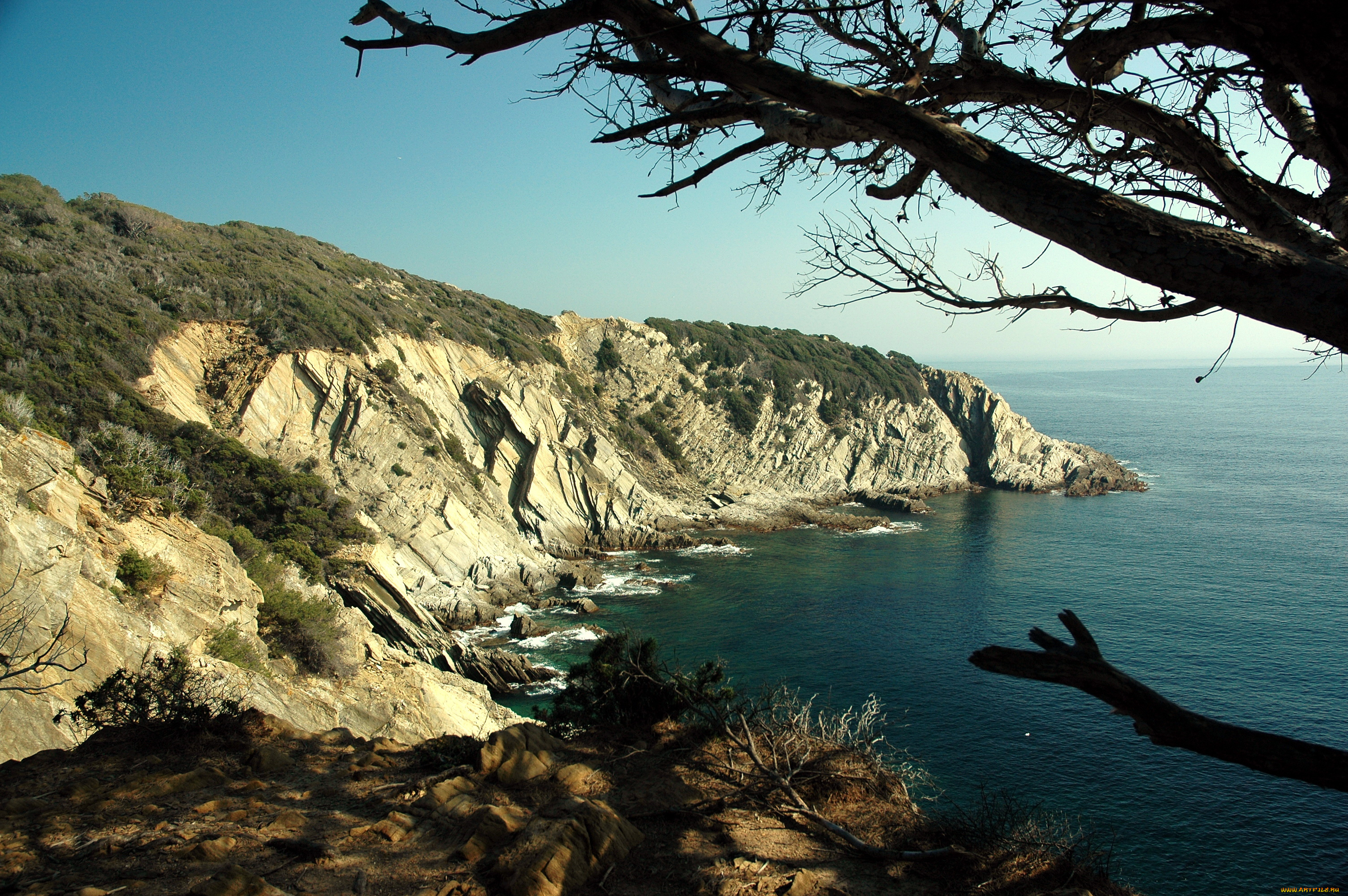 остров, port, cros, france, природа, побережье, берег, море