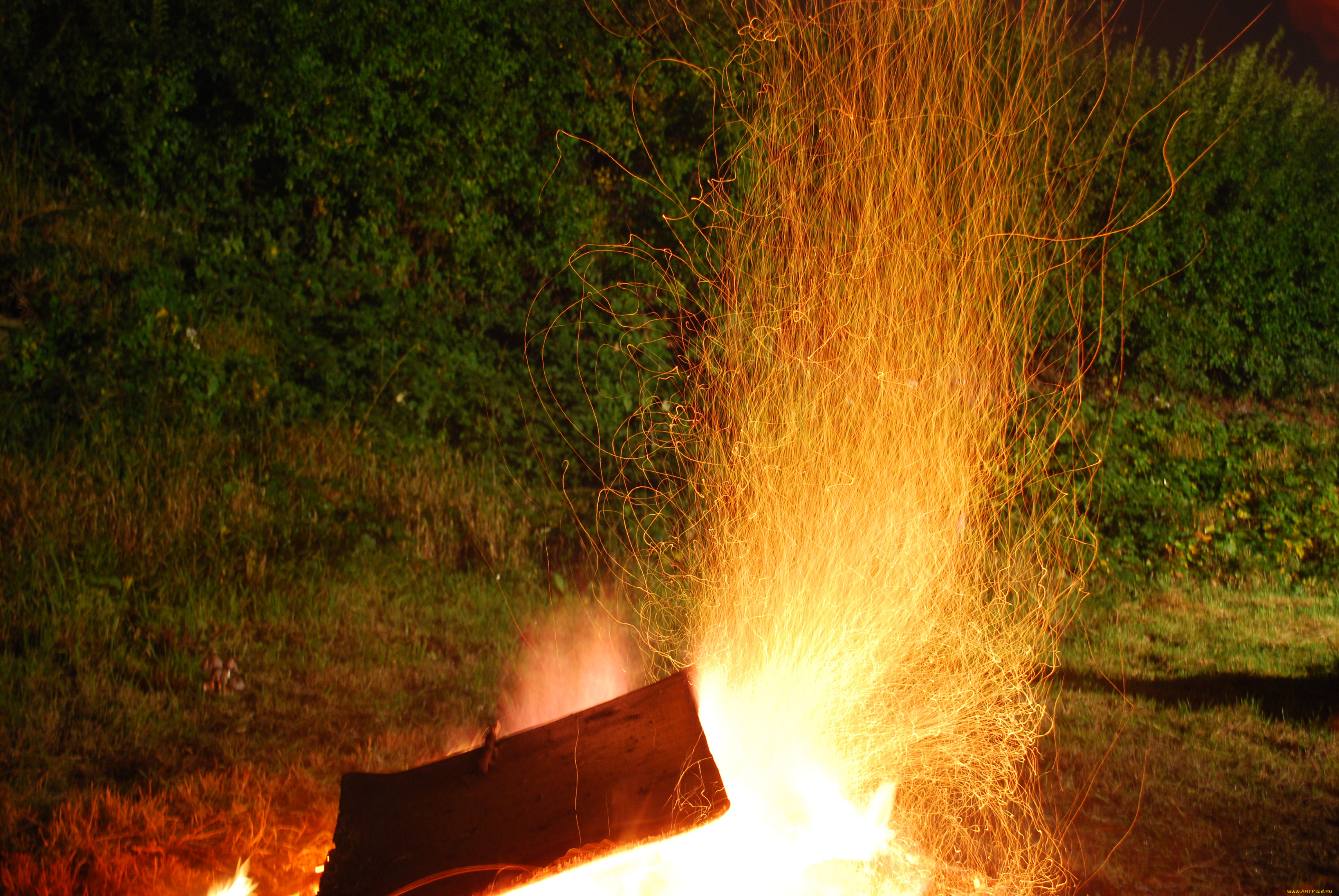 природа, огонь, искры