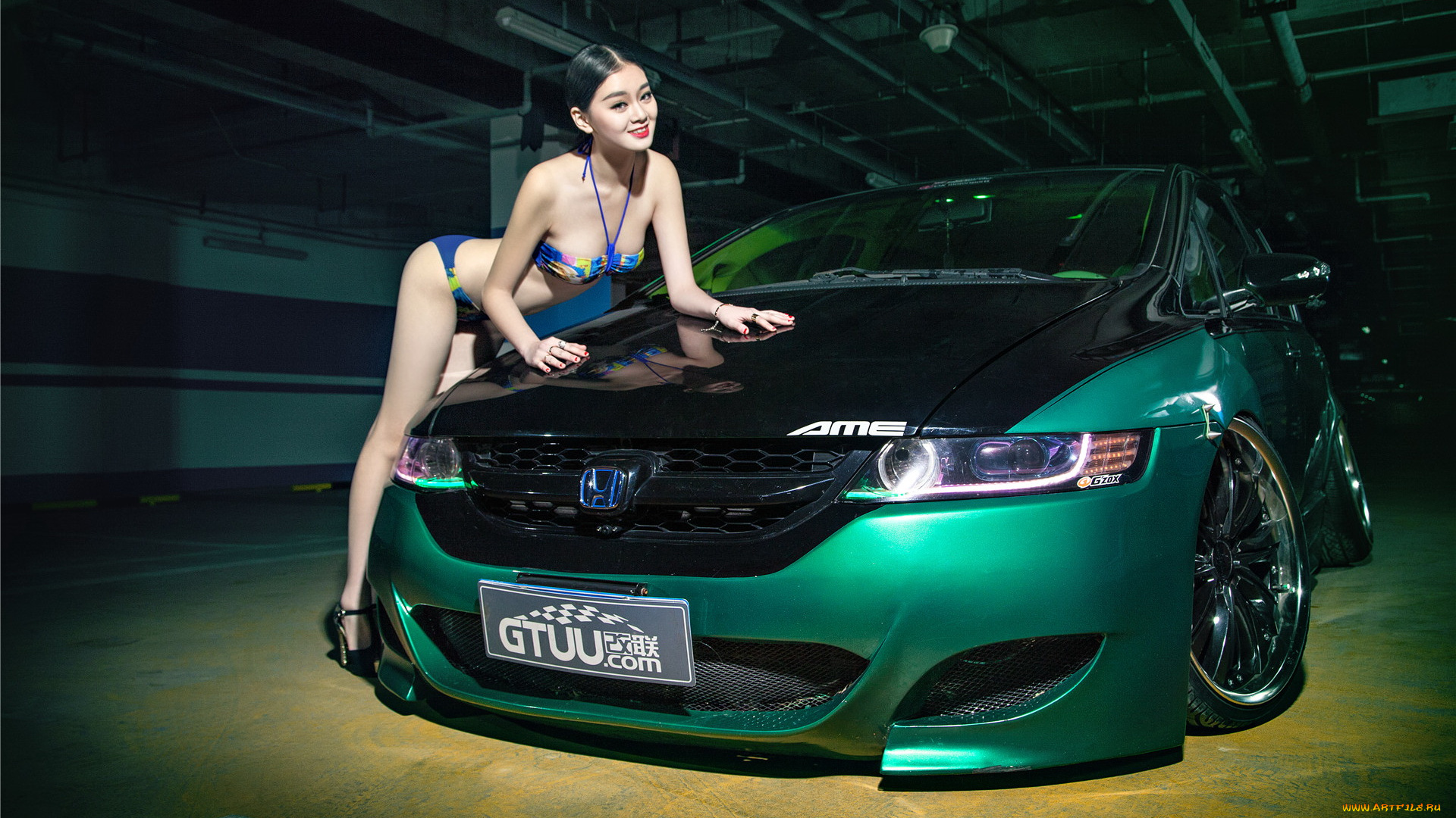 автомобили, авто, с, девушками, азиатка, автомобиль, девушка