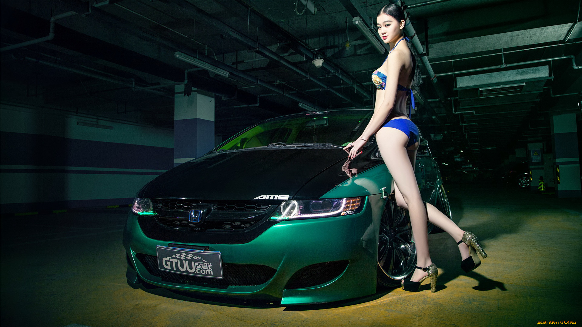 автомобили, авто, с, девушками, азиатка, автомобиль, девушка