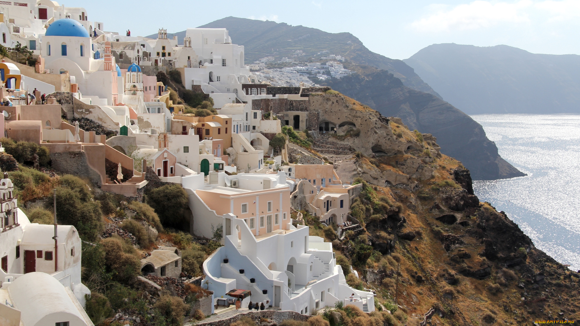города, санторини, , греция, пейзаж