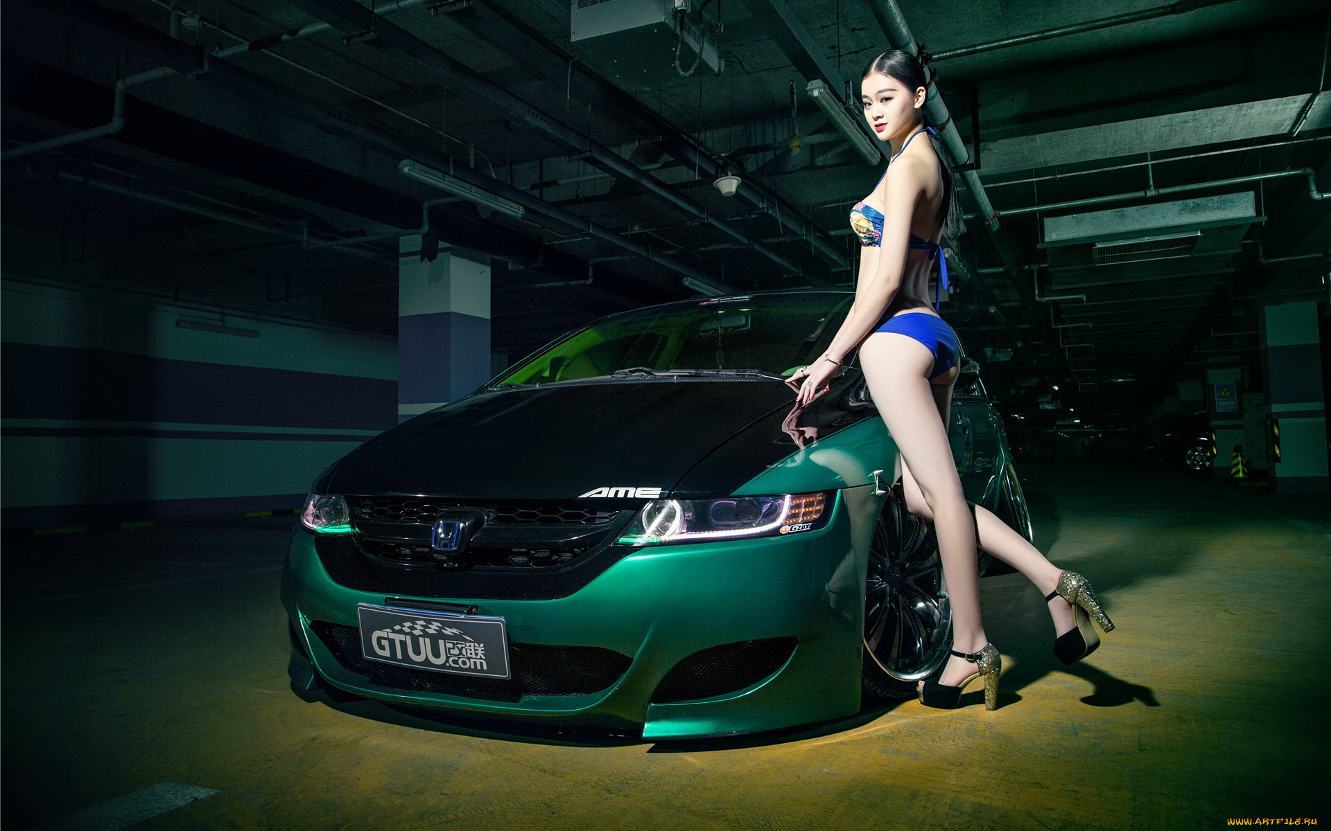 автомобили, авто, с, девушками, азиатка, автомобиль, девушка