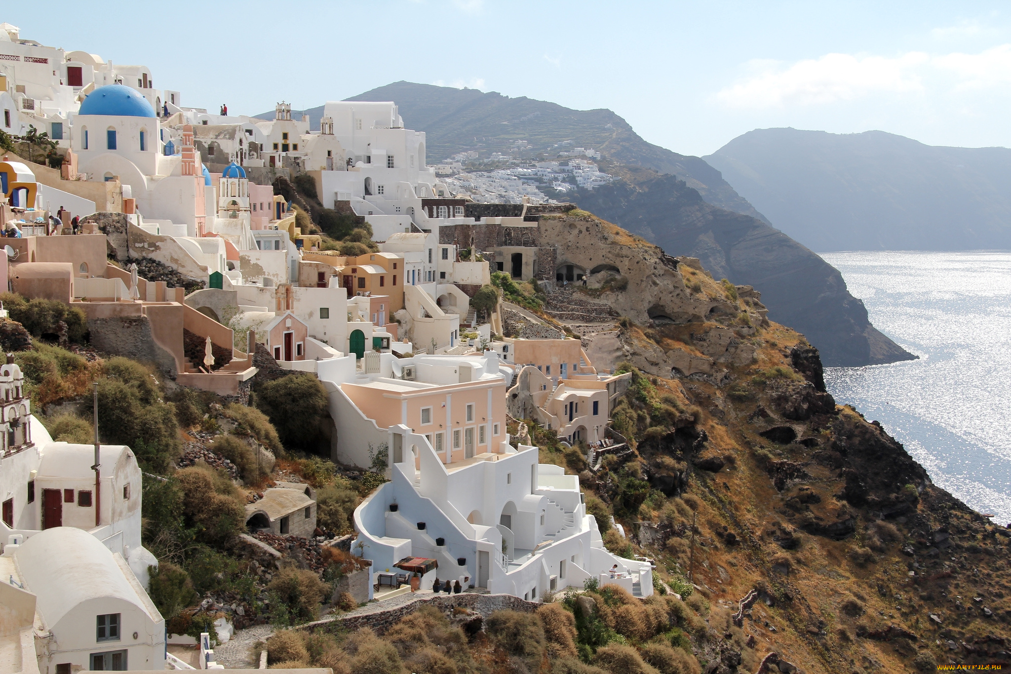 города, санторини, , греция, пейзаж
