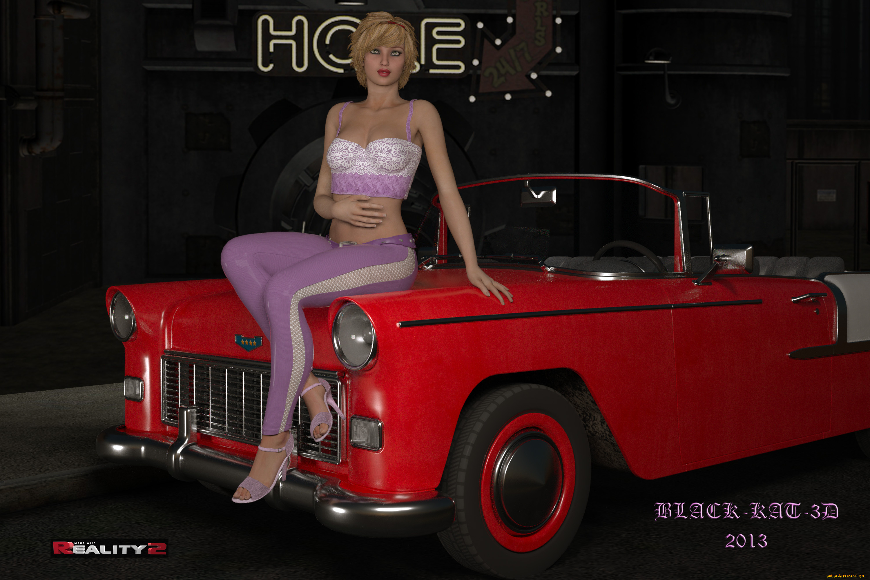 reality, 2, 3д, графика, people, , люди, взгляд, девушка, автомобиль