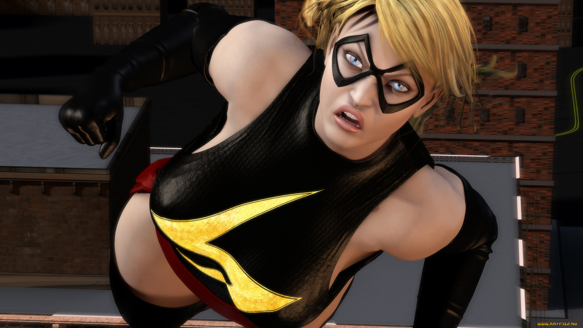 3д, графика, фантазия, , fantasy, девушка, полет, супермен, фон, взгляд