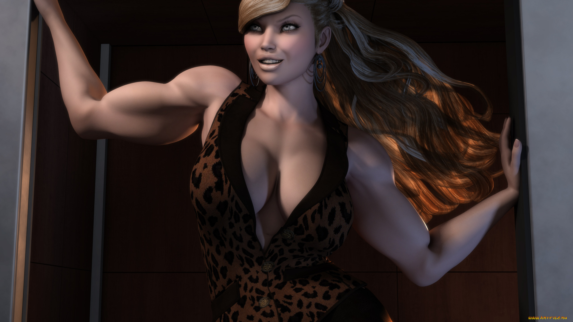 3д, графика, люди, , people, девушка, взгляд, фон, улыбка