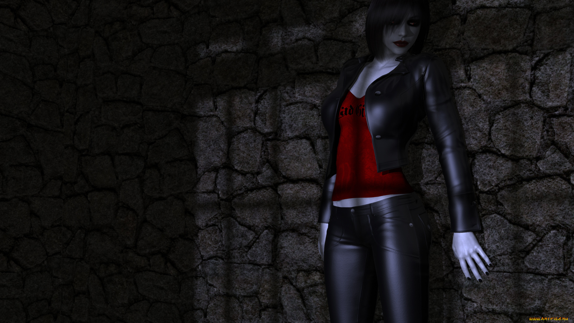 3д, графика, люди, , people, девушка, взгляд, фон, стена