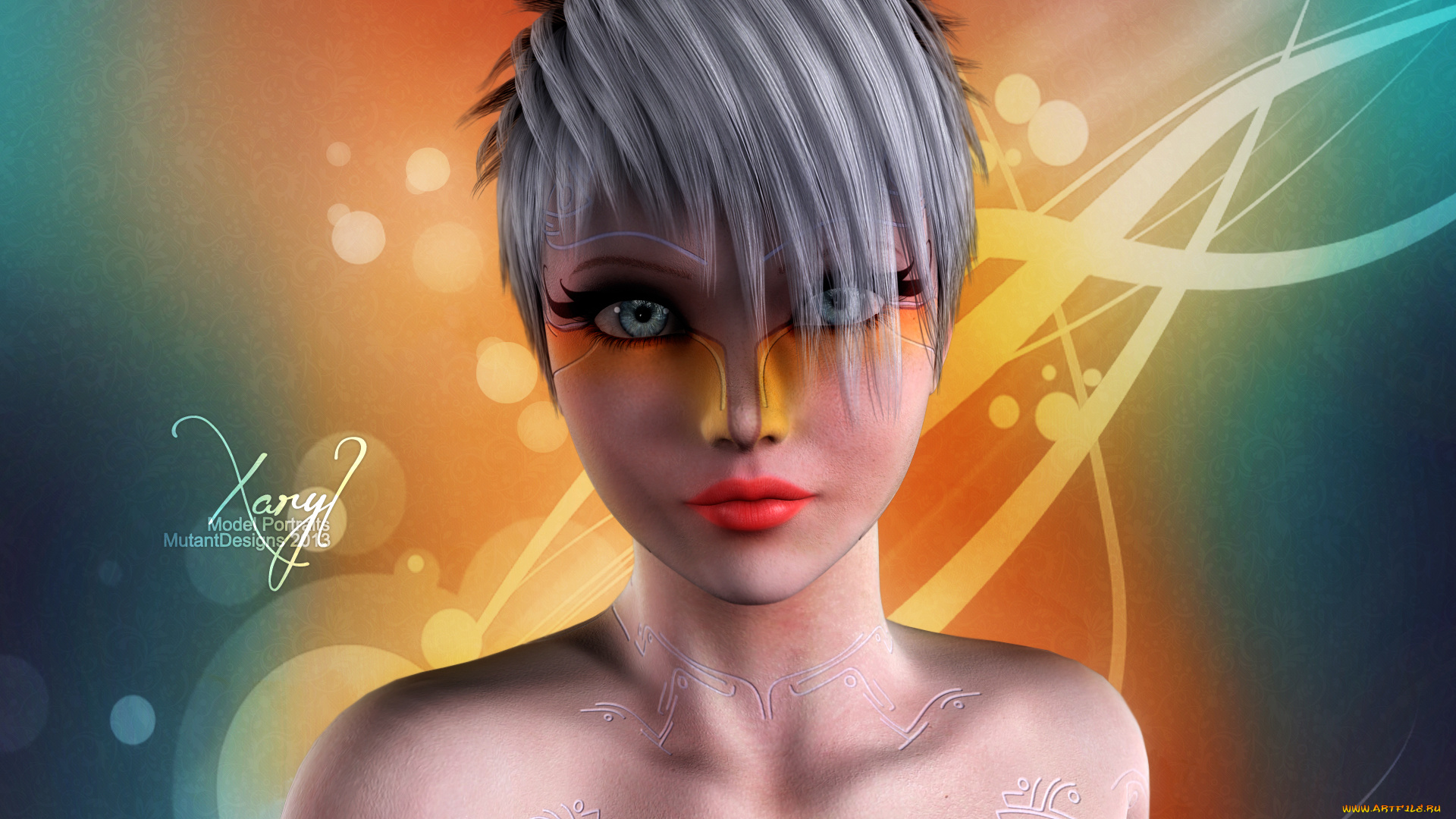 3д, графика, портрет, , portraits, фон, взгляд, девушка