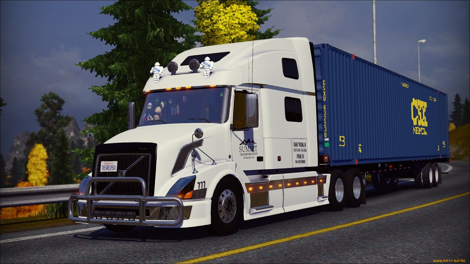 автомобили, 3д, седельный, тягач, грузовик, тяжелый