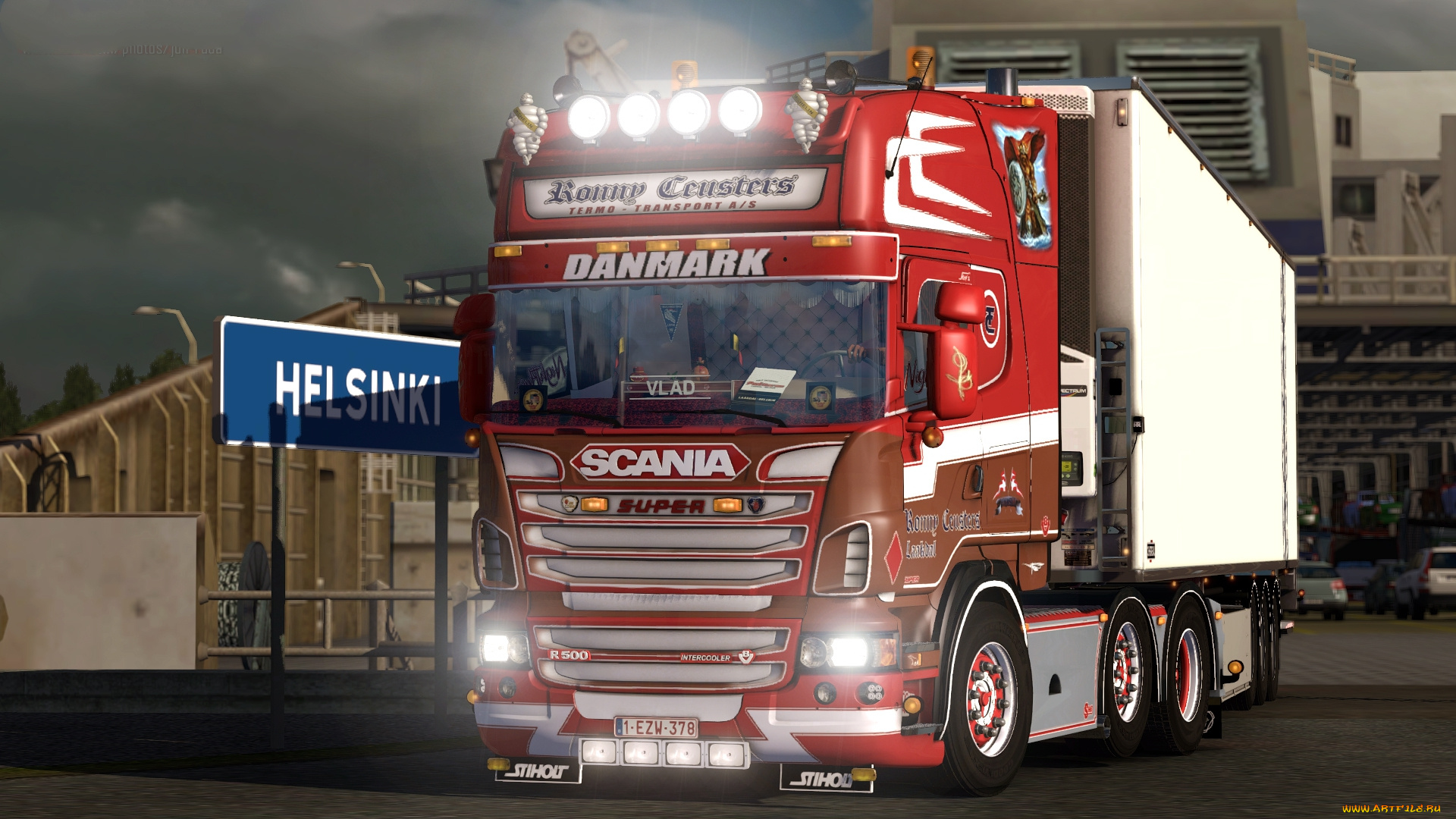 автомобили, 3д, тягач, седельный, грузовик, тяжелый