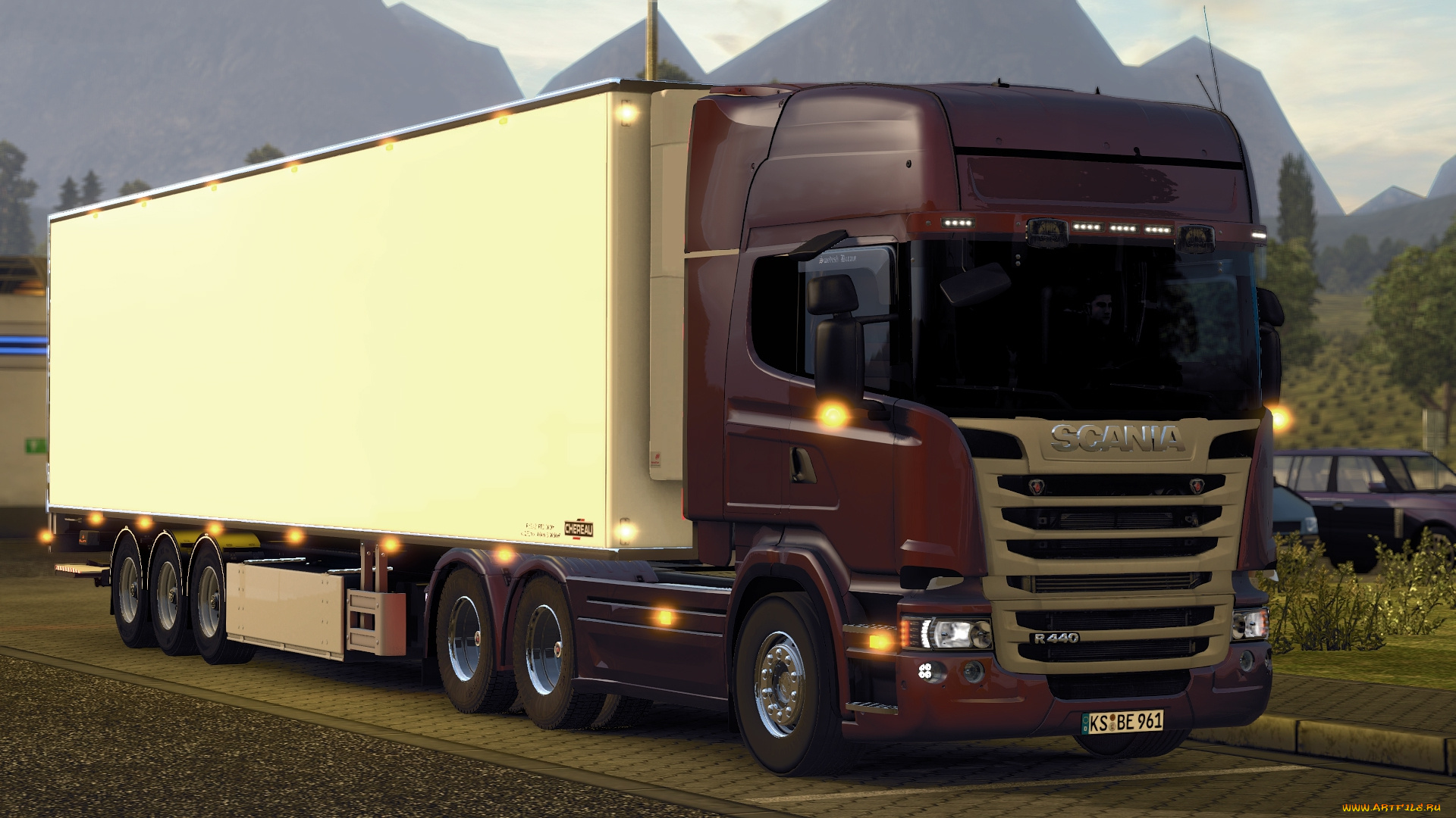 автомобили, 3д, тягач, седельный, грузовик, тяжелый