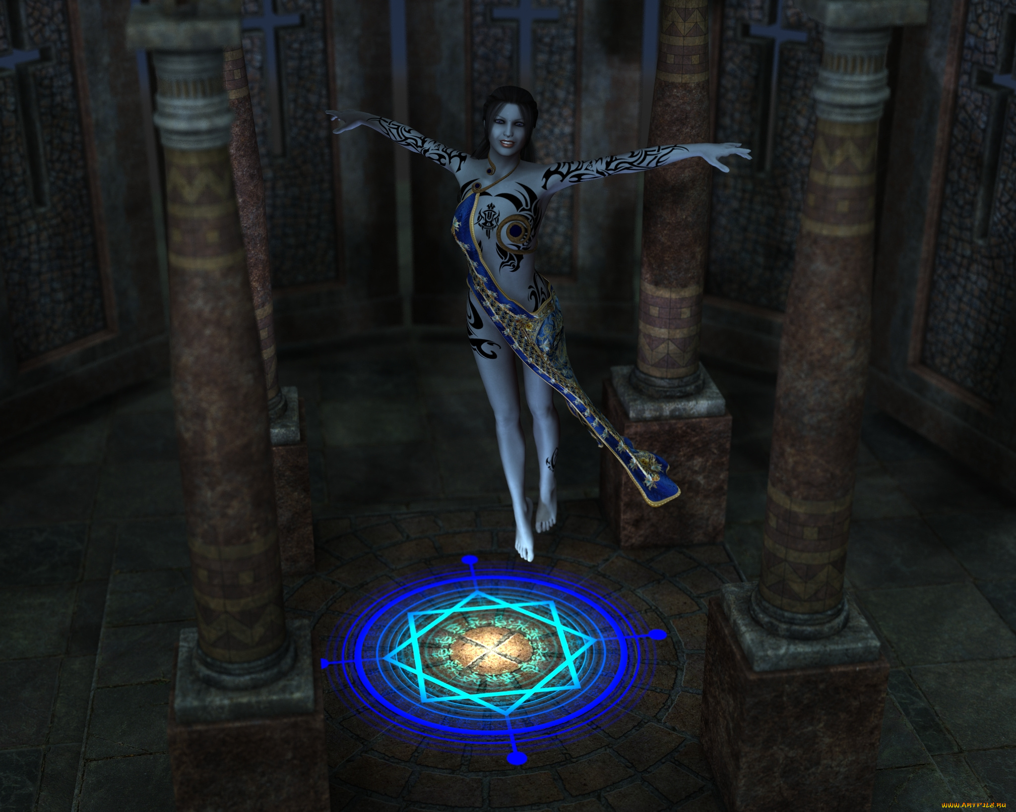 3д, графика, фантазия, , fantasy, тату, фон, взгляд, девушка