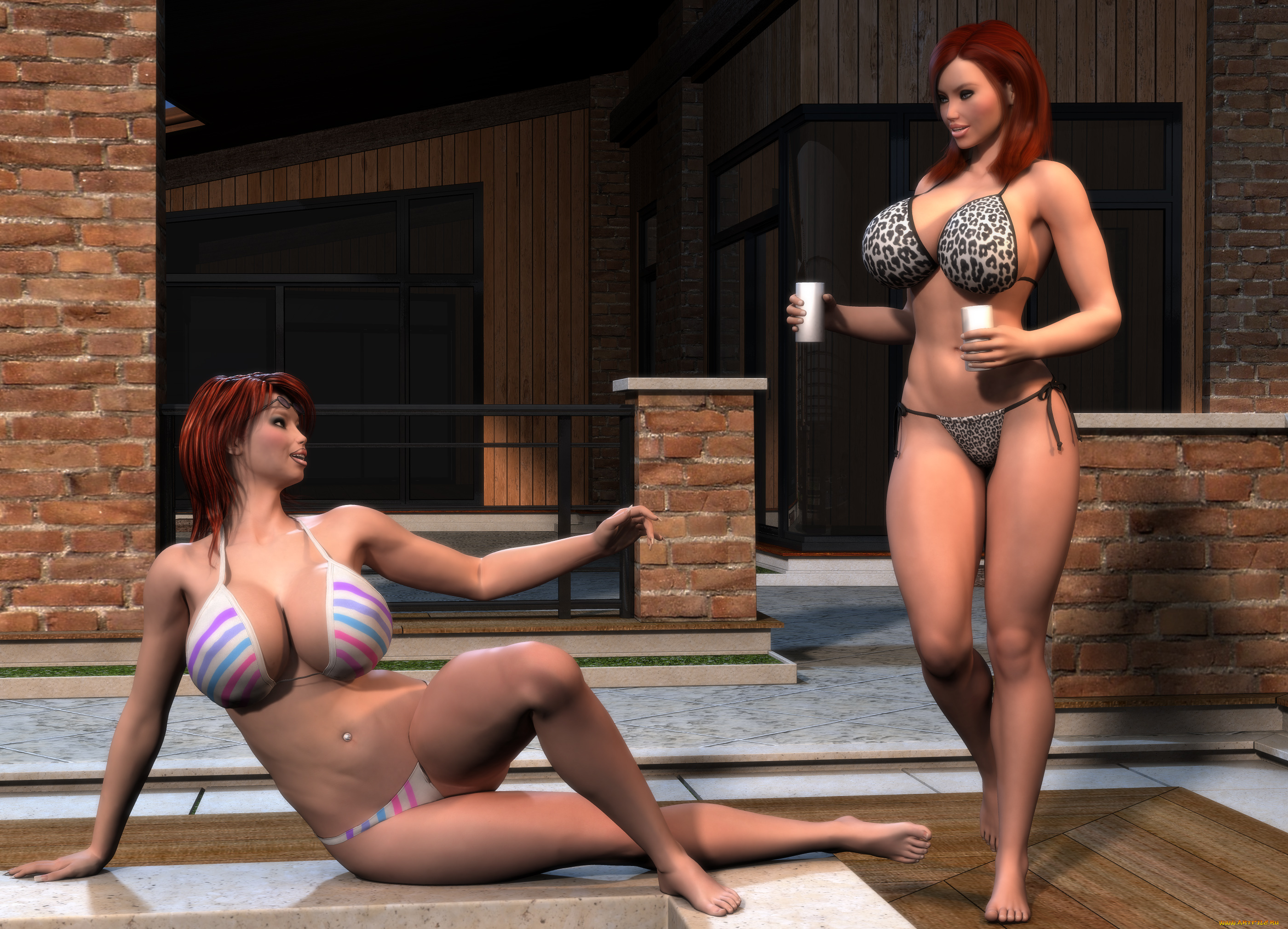 3д, графика, люди, , people, девушки, взгляд, фон