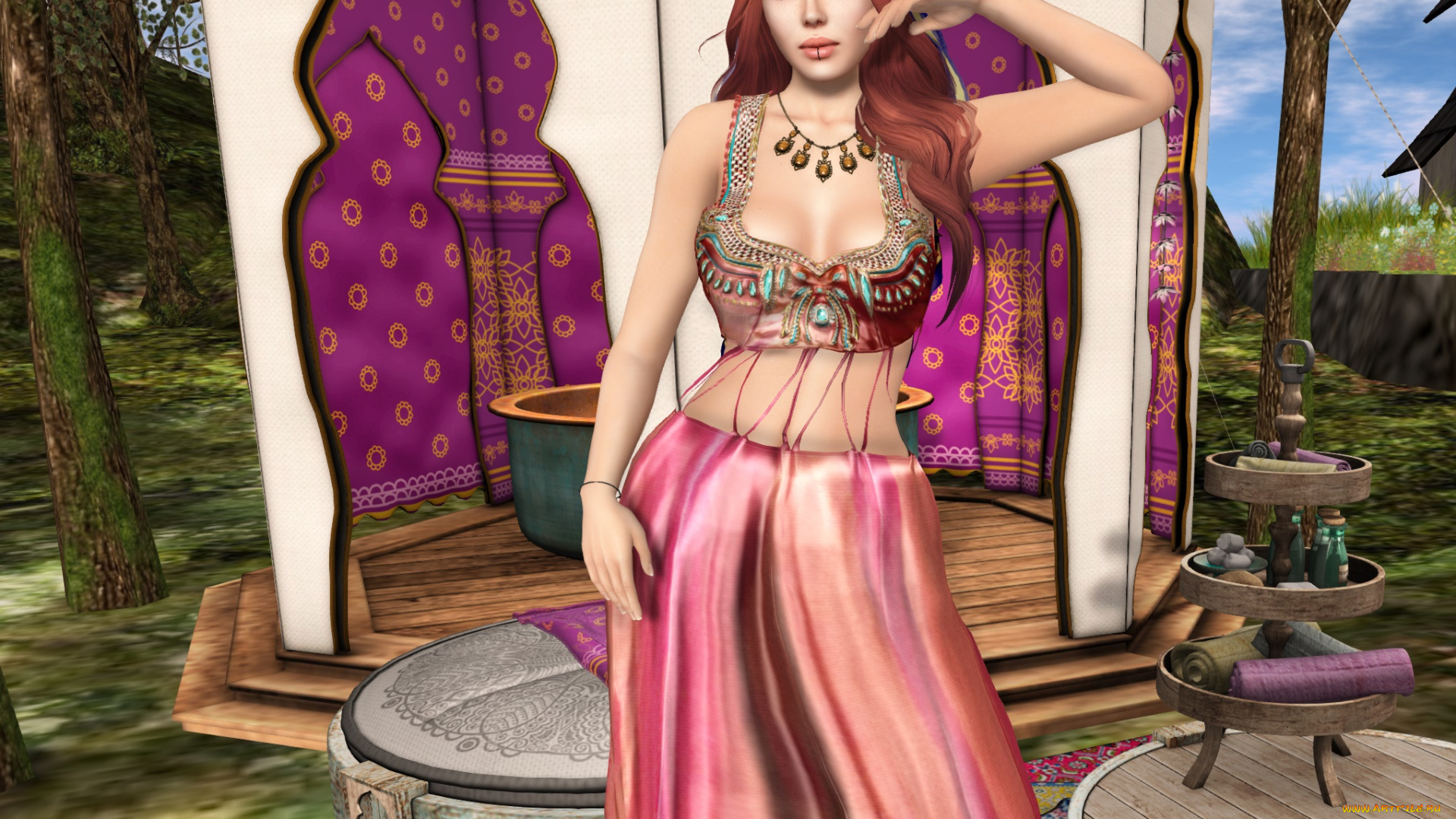 3д, графика, люди, , people, девушка, взгляд, фон, рыжая