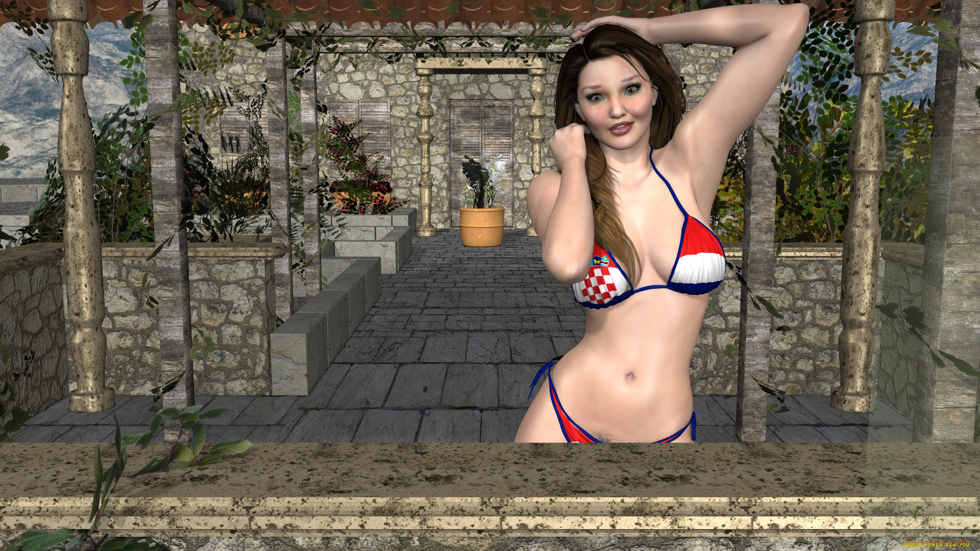 3д, графика, люди, , people, девушка, взгляд, фон