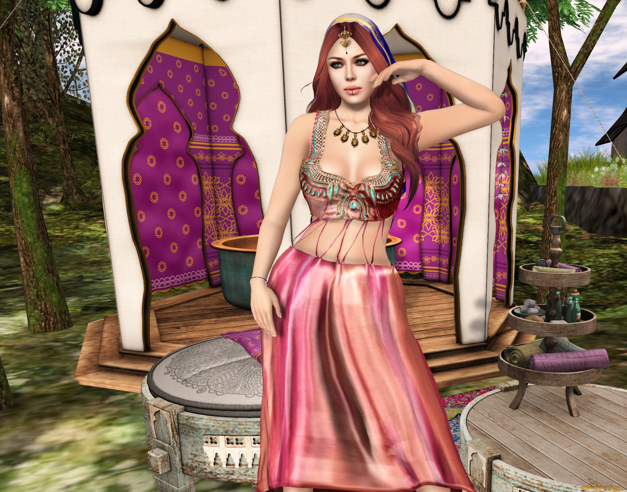 3д, графика, люди, , people, девушка, взгляд, фон, рыжая