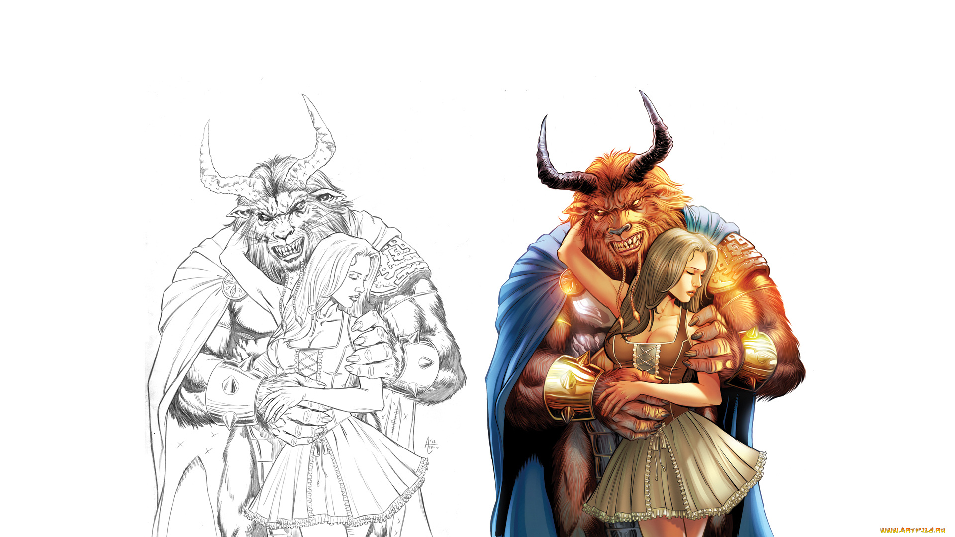 рисованное, комиксы, девушка, фон, чудовище, скетч