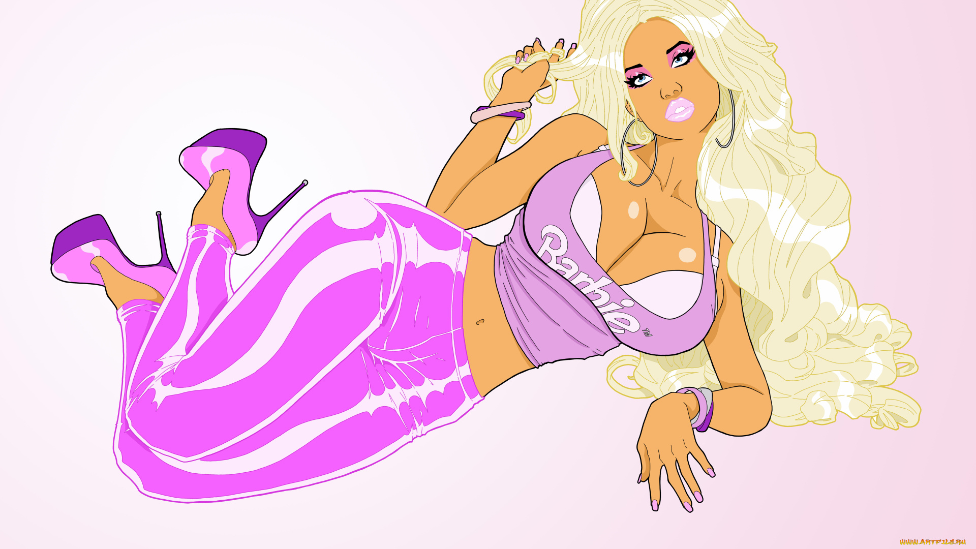 рисованное, люди, взгляд, девушка, фон