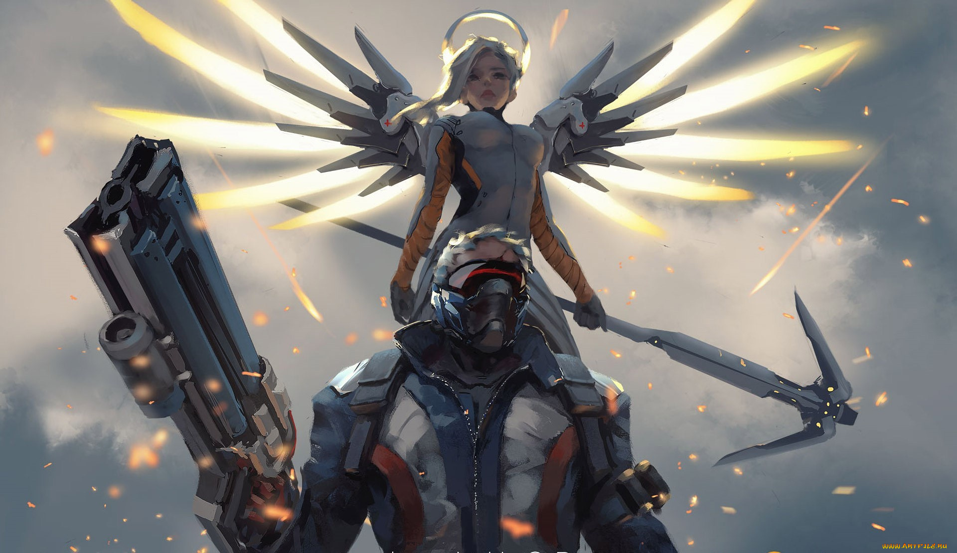 видео, игры, overwatch, agel, soldier, 76, mercy, seifuku, mask