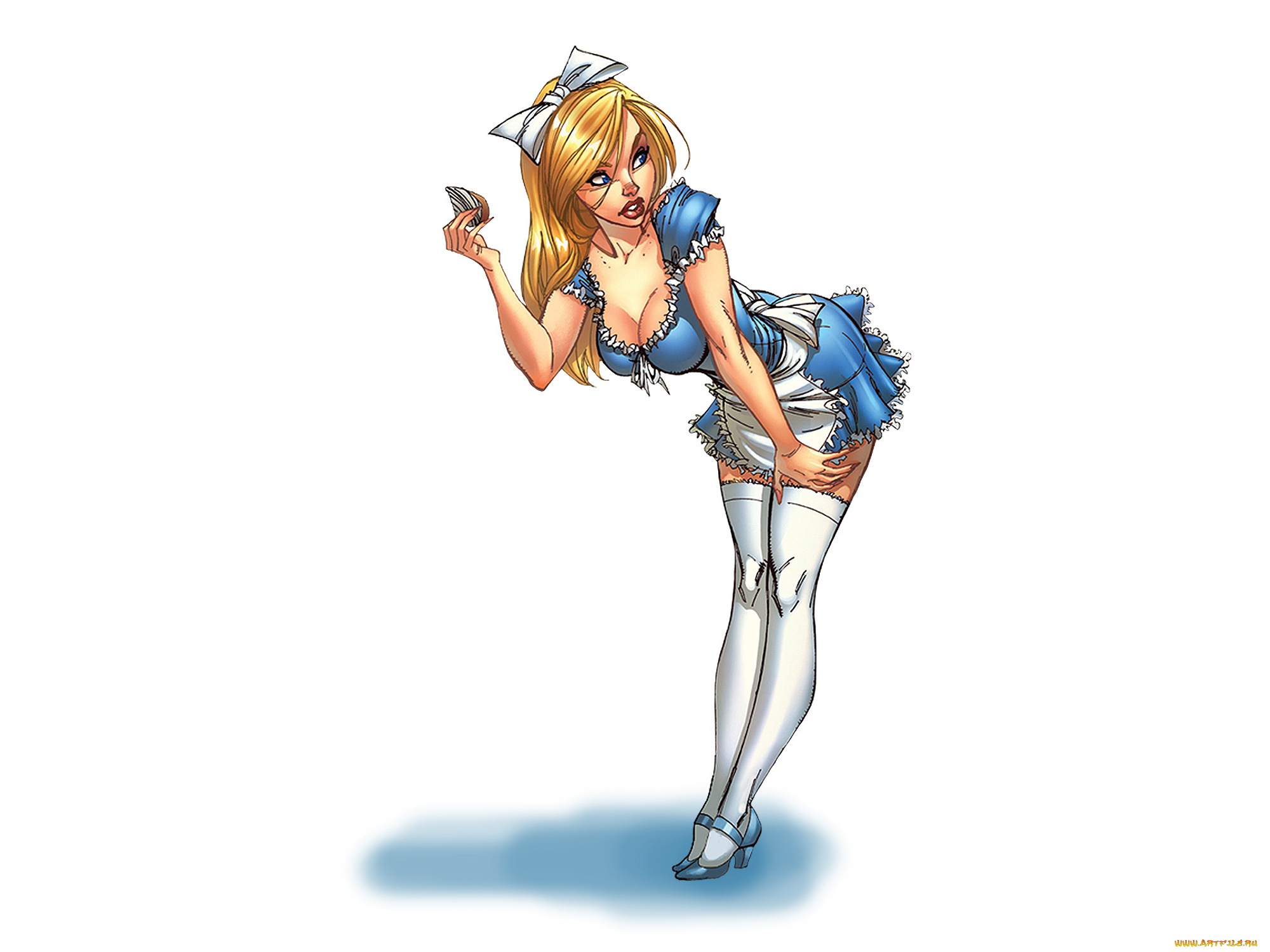 рисованное, комиксы, девушка, фон, платье, бант