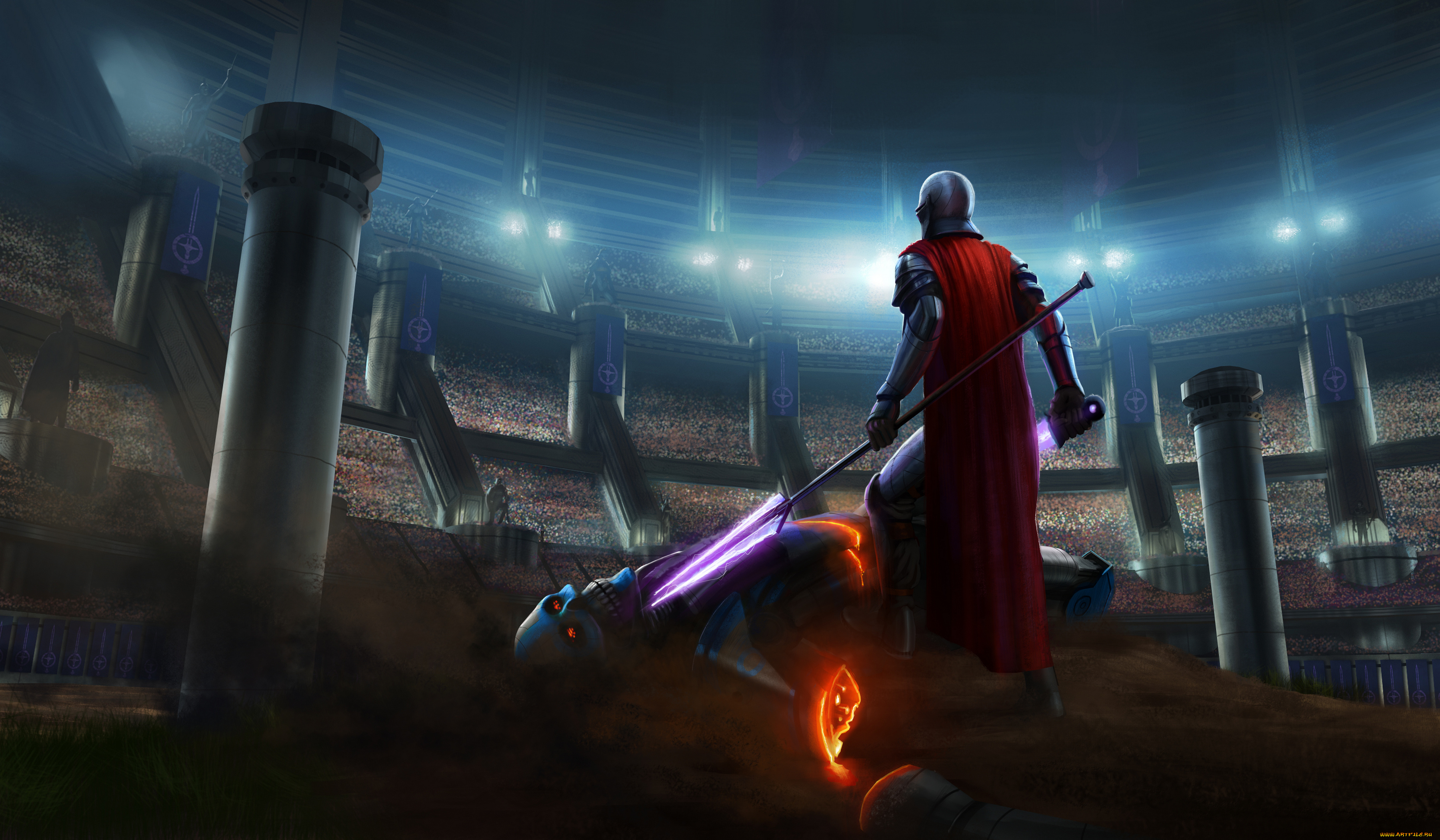 фэнтези, нежить, иной, мир, воин, арена, гладиатор, робот, киборг