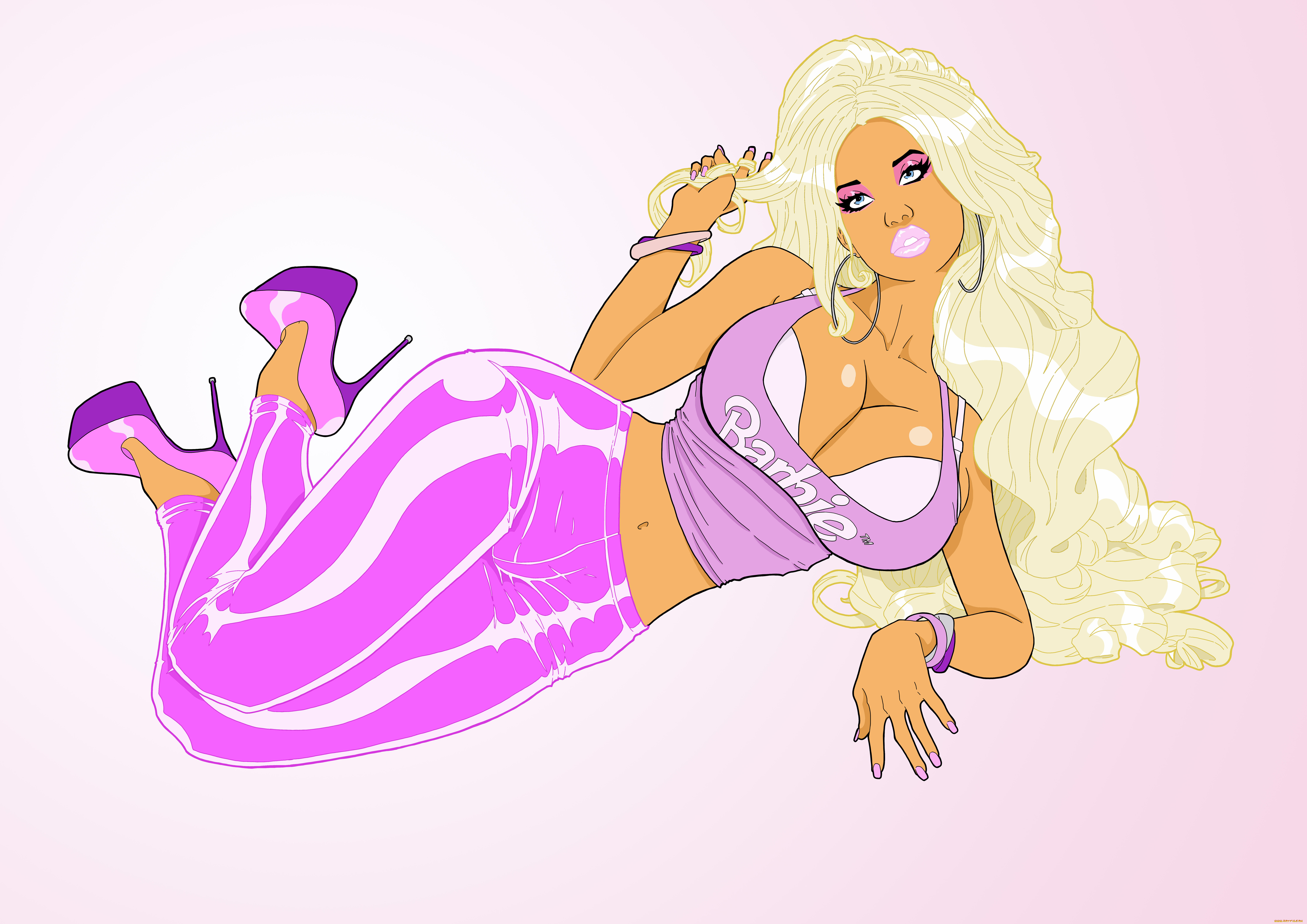 рисованное, люди, взгляд, девушка, фон