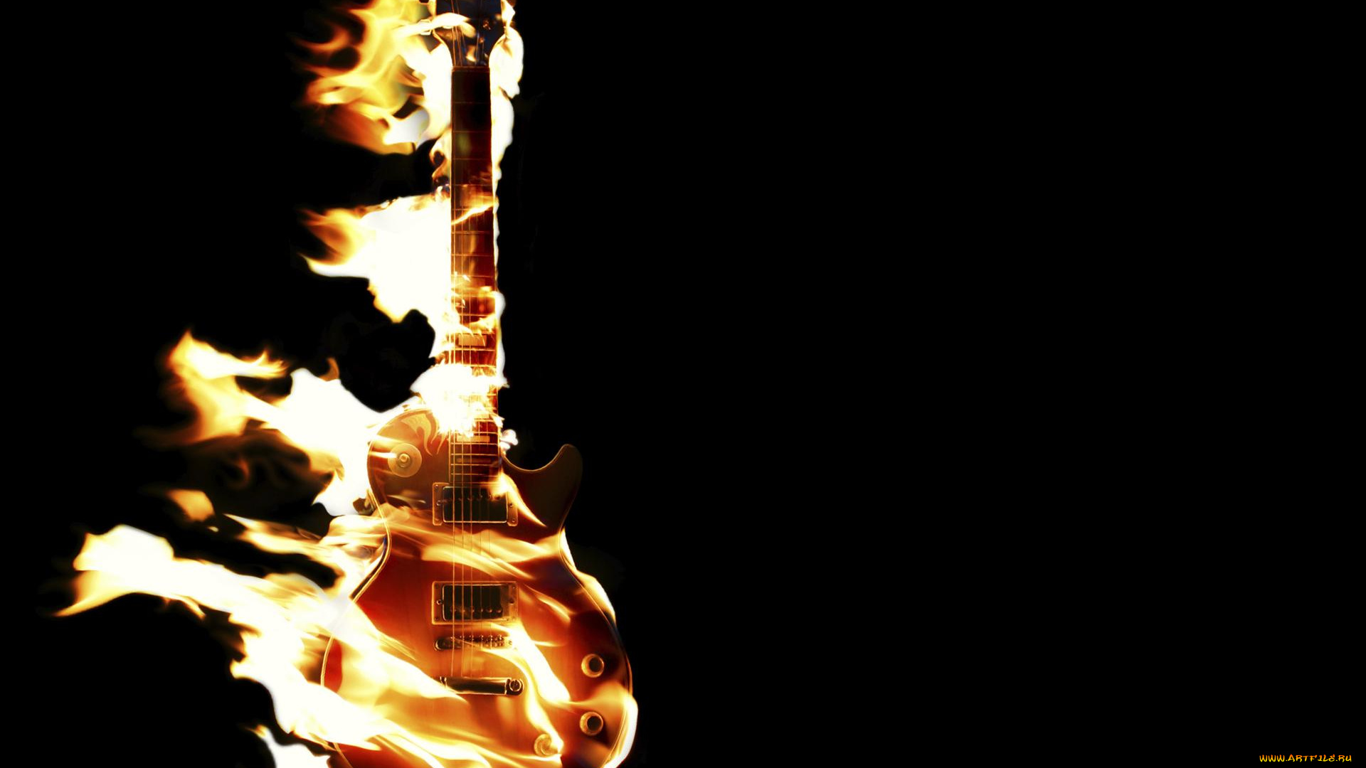 музыка, -музыкальные, инструменты, пламя, гитара