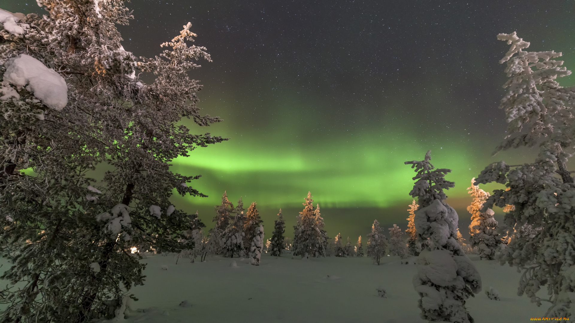 природа, северное, сияние, простор