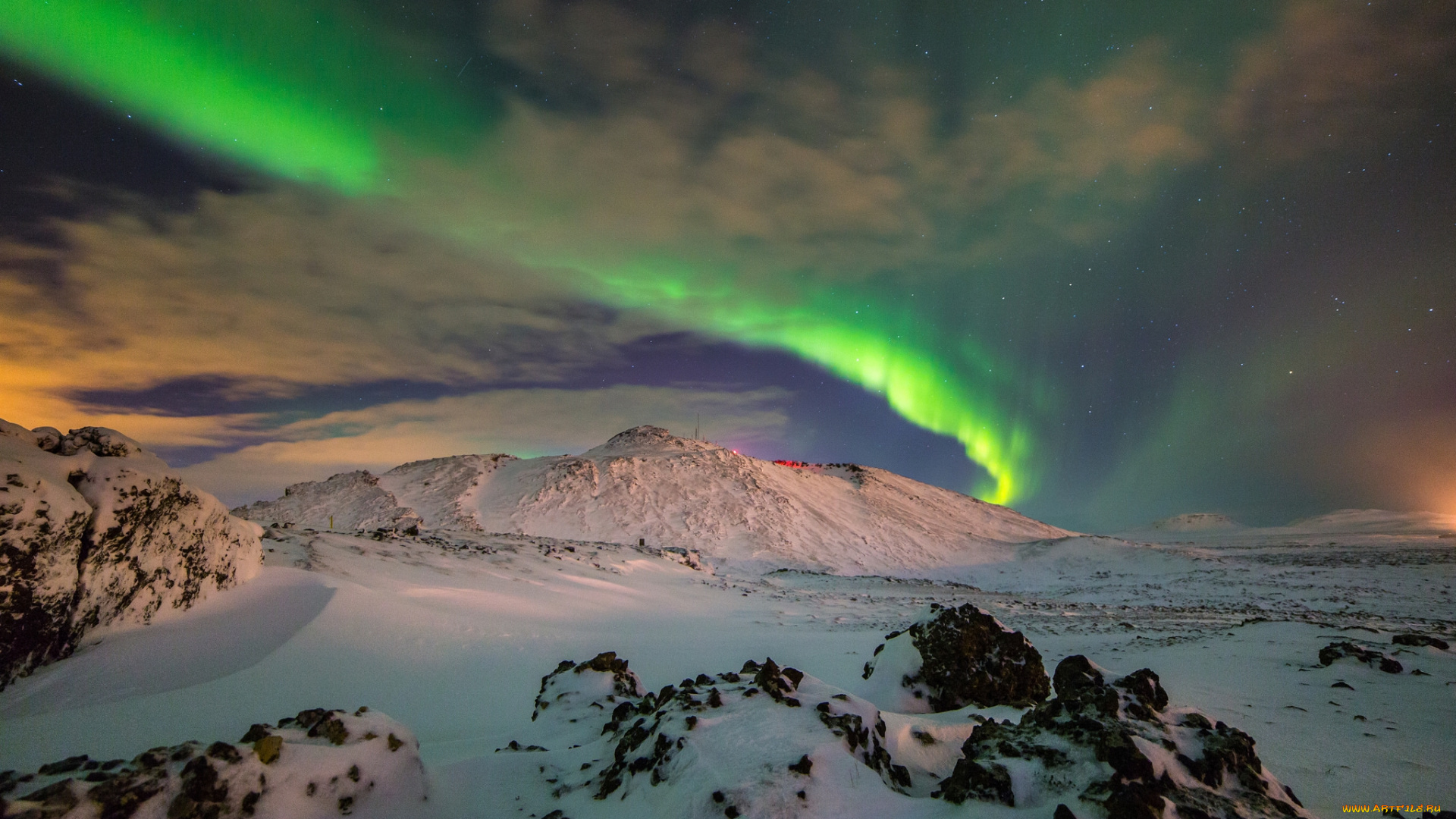 природа, северное, сияние, простор