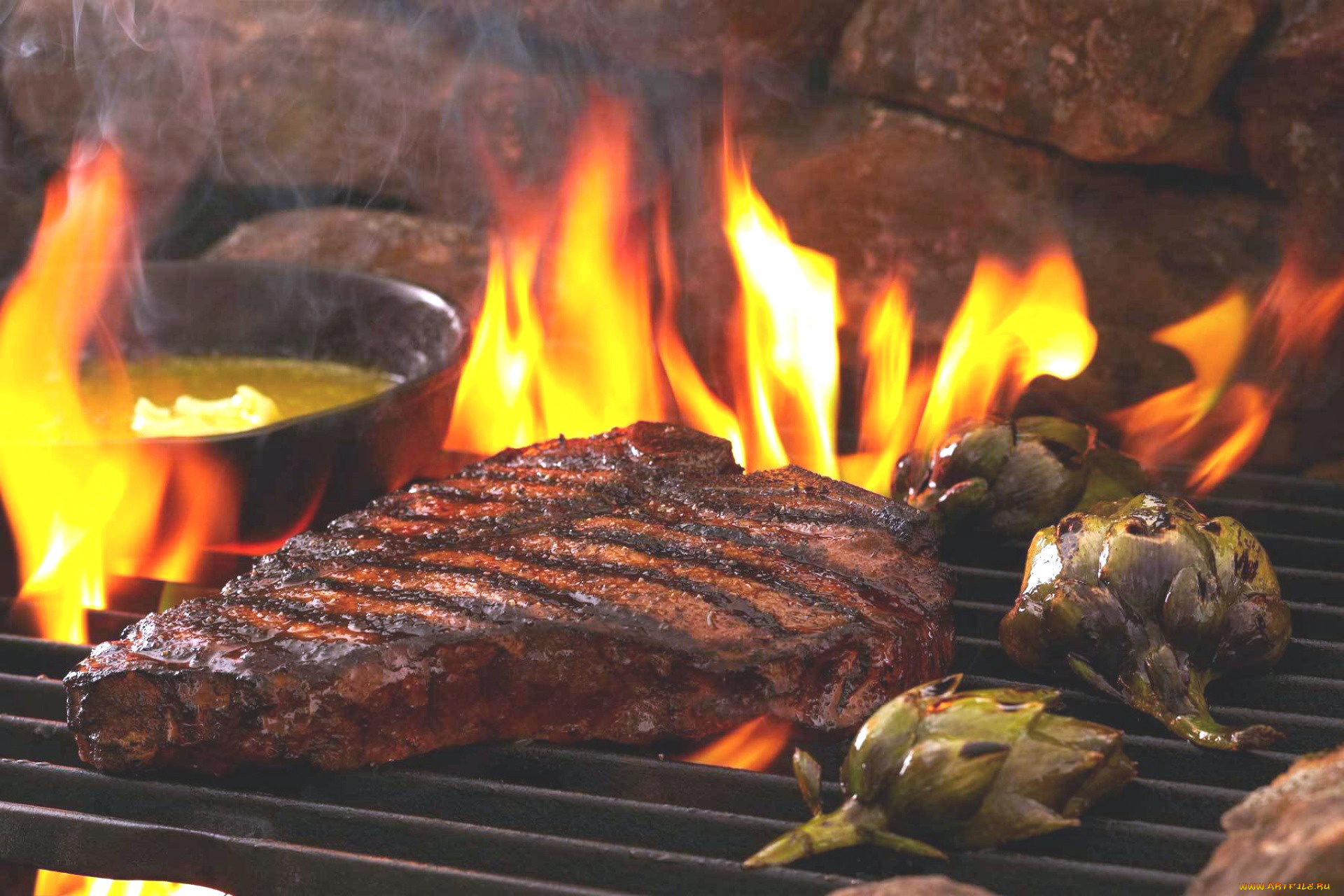 еда, шашлык, , барбекю, решетка, огонь, мясо, барбекю, пламя, артишок