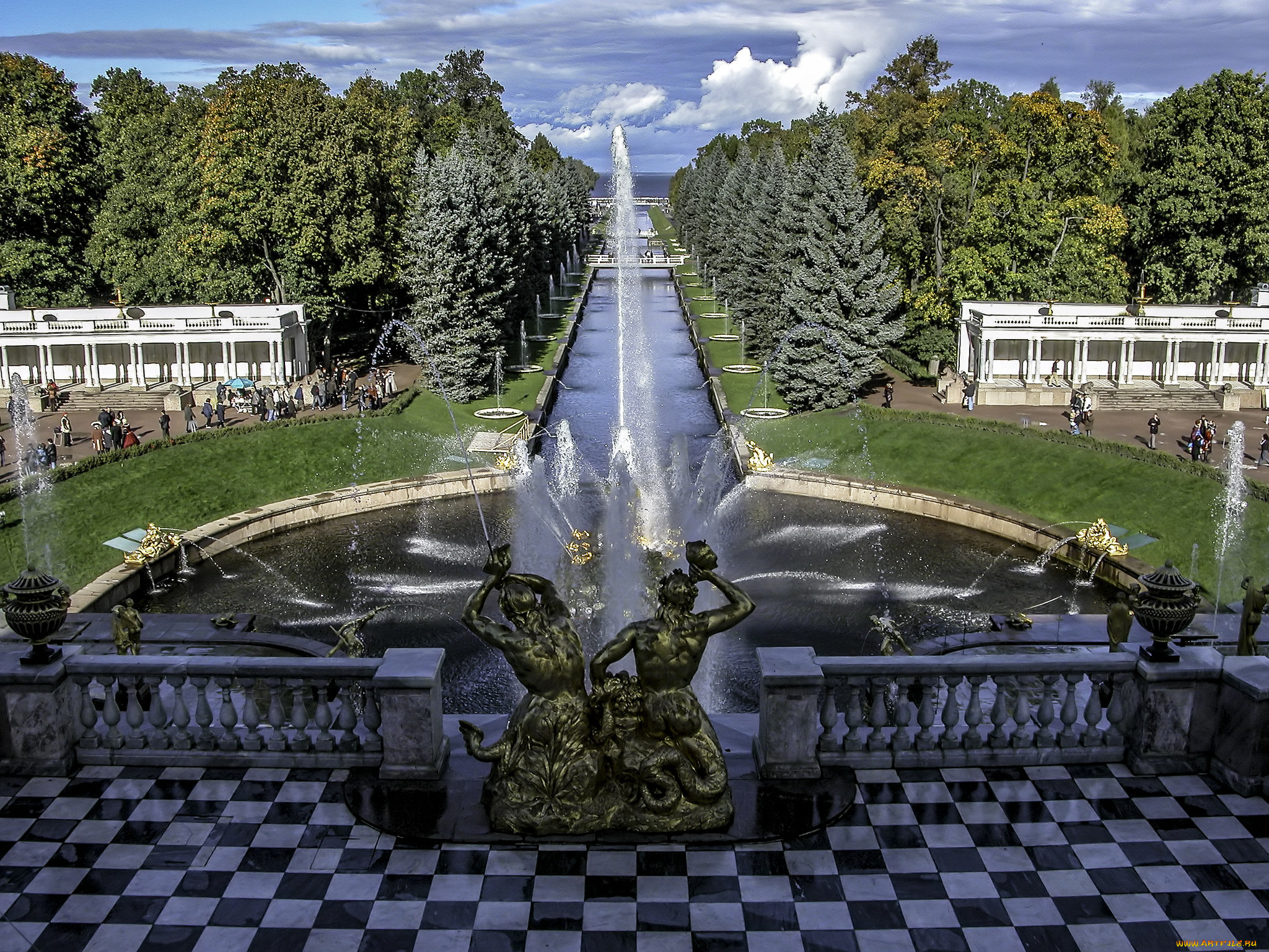 peterhof, sea, canal, города, санкт-петербург, , петергоф, , россия, простор