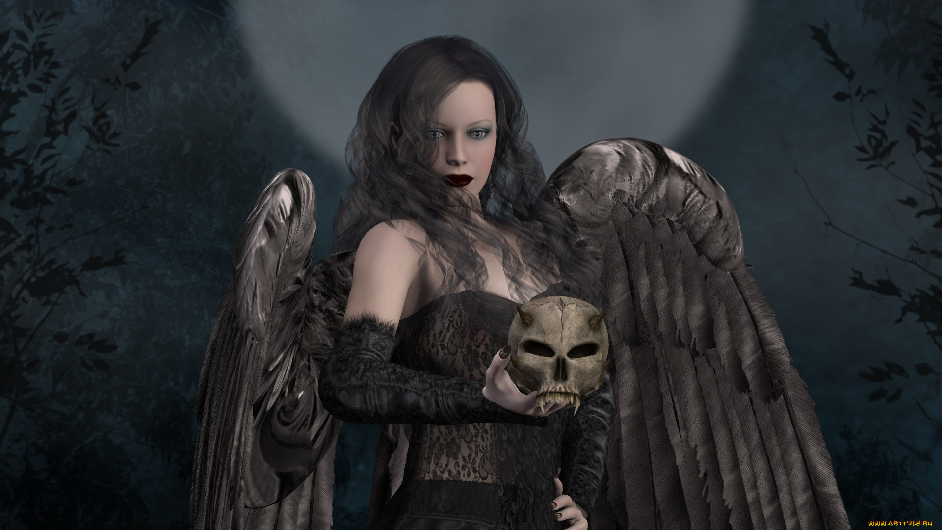 3д, графика, существа, , creatures, демон, фон, взгляд, девушка