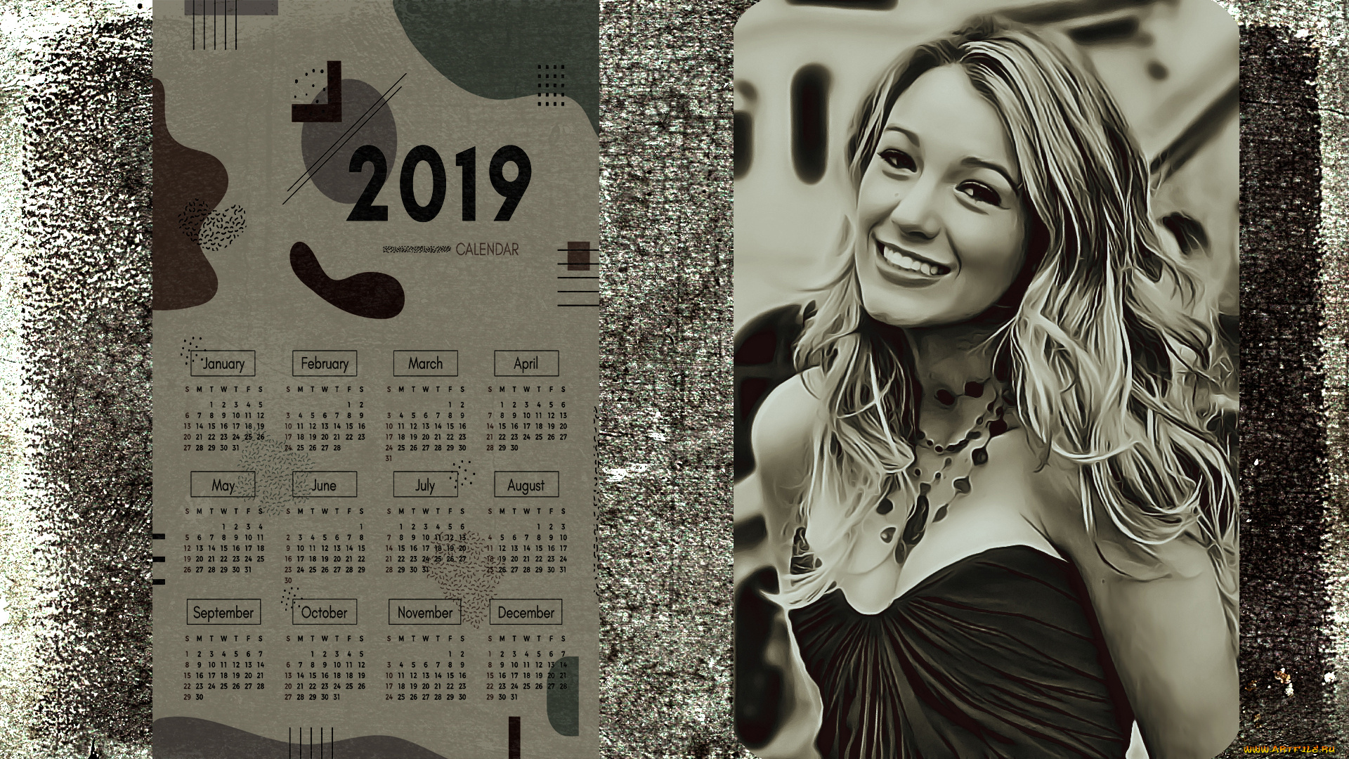 календари, компьютерный, дизайн, бусы, украшение, улыбка, взгляд, девушка