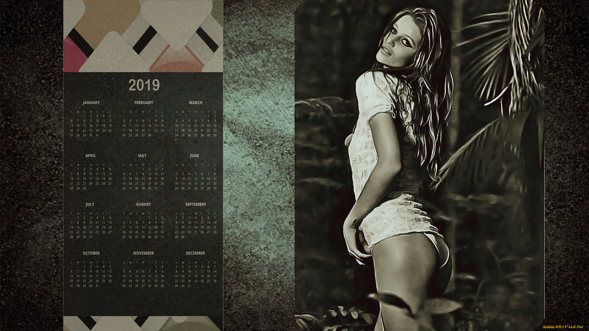 календари, компьютерный, дизайн, поза, взгляд, девушка