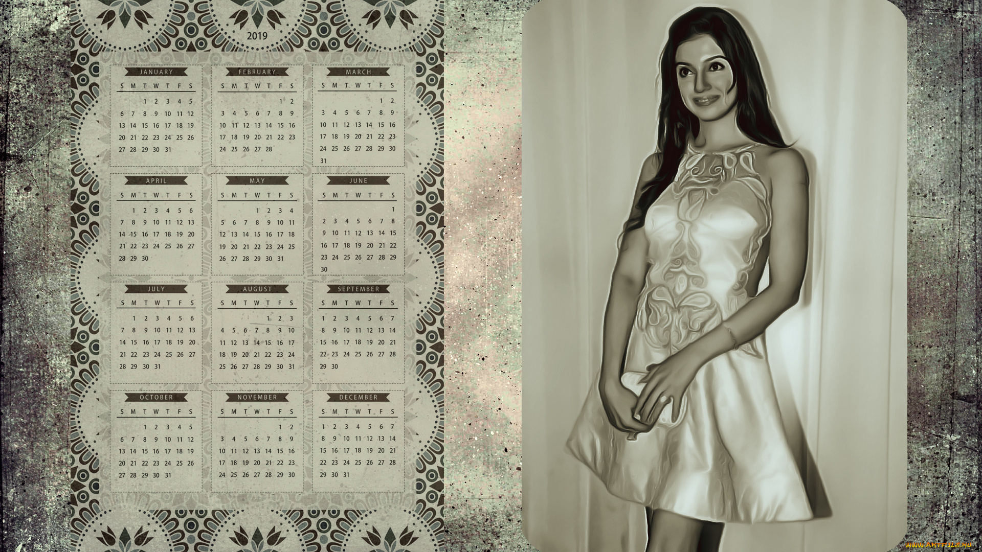 календари, компьютерный, дизайн, взгляд, девушка