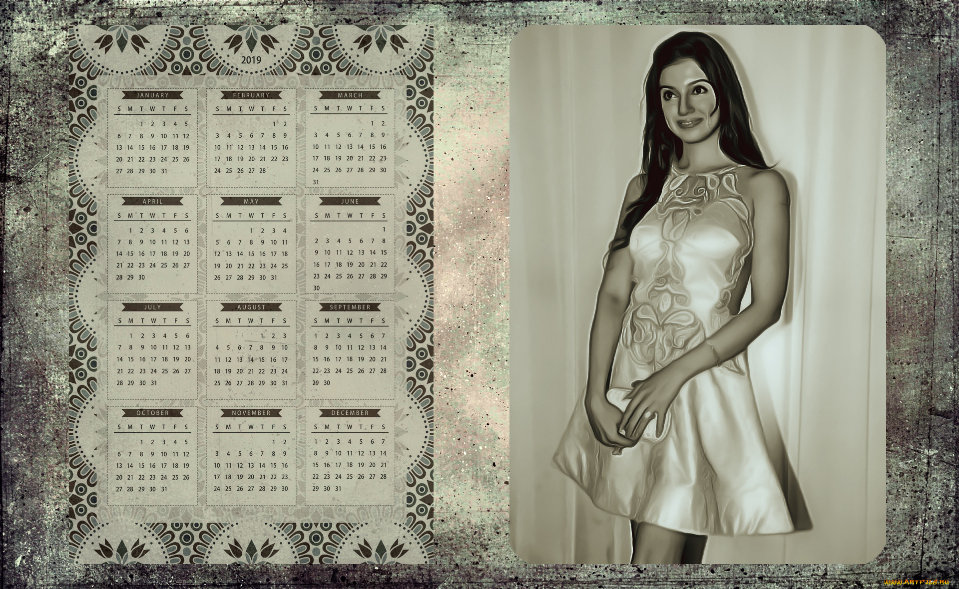 календари, компьютерный, дизайн, взгляд, девушка