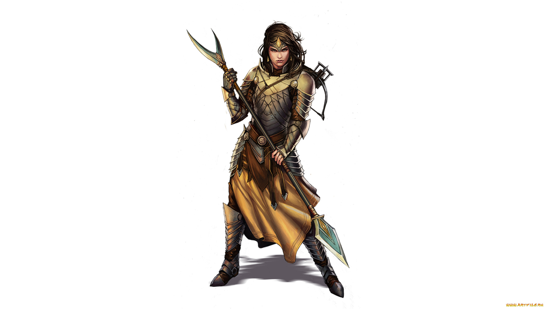 видео, игры, pathfinder, roleplaying, game, девушка, фон, взгляд, униформа, копье