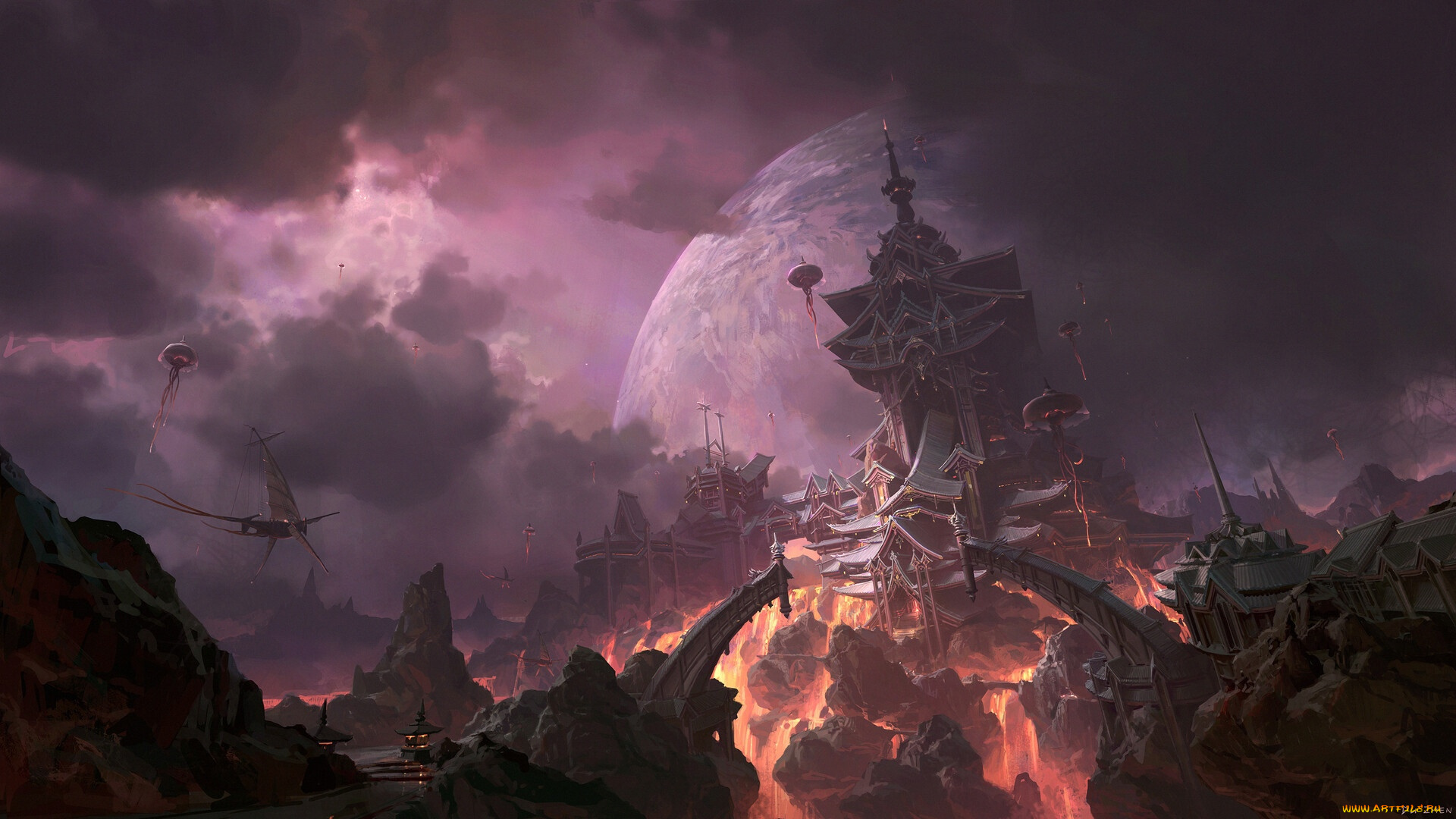 фэнтези, иные, миры, , иные, времена, дворец, тучи, платена, скалы