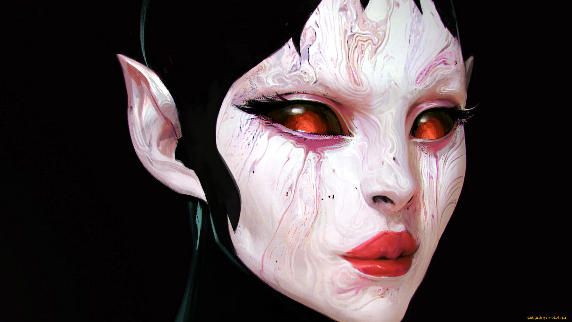 фэнтези, существа, девушка, уши, лицо