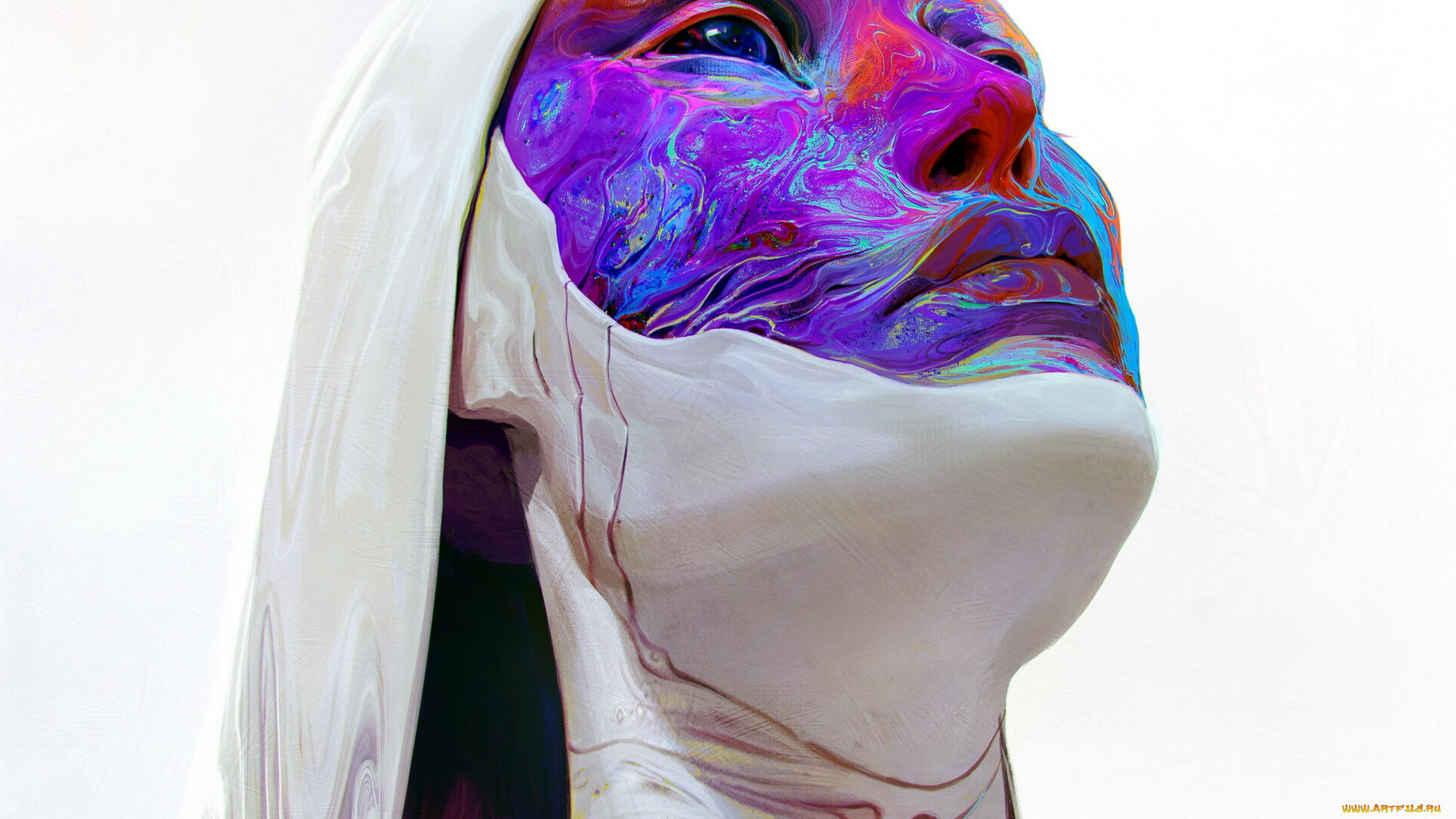 фэнтези, существа, женщина, лицо, краски