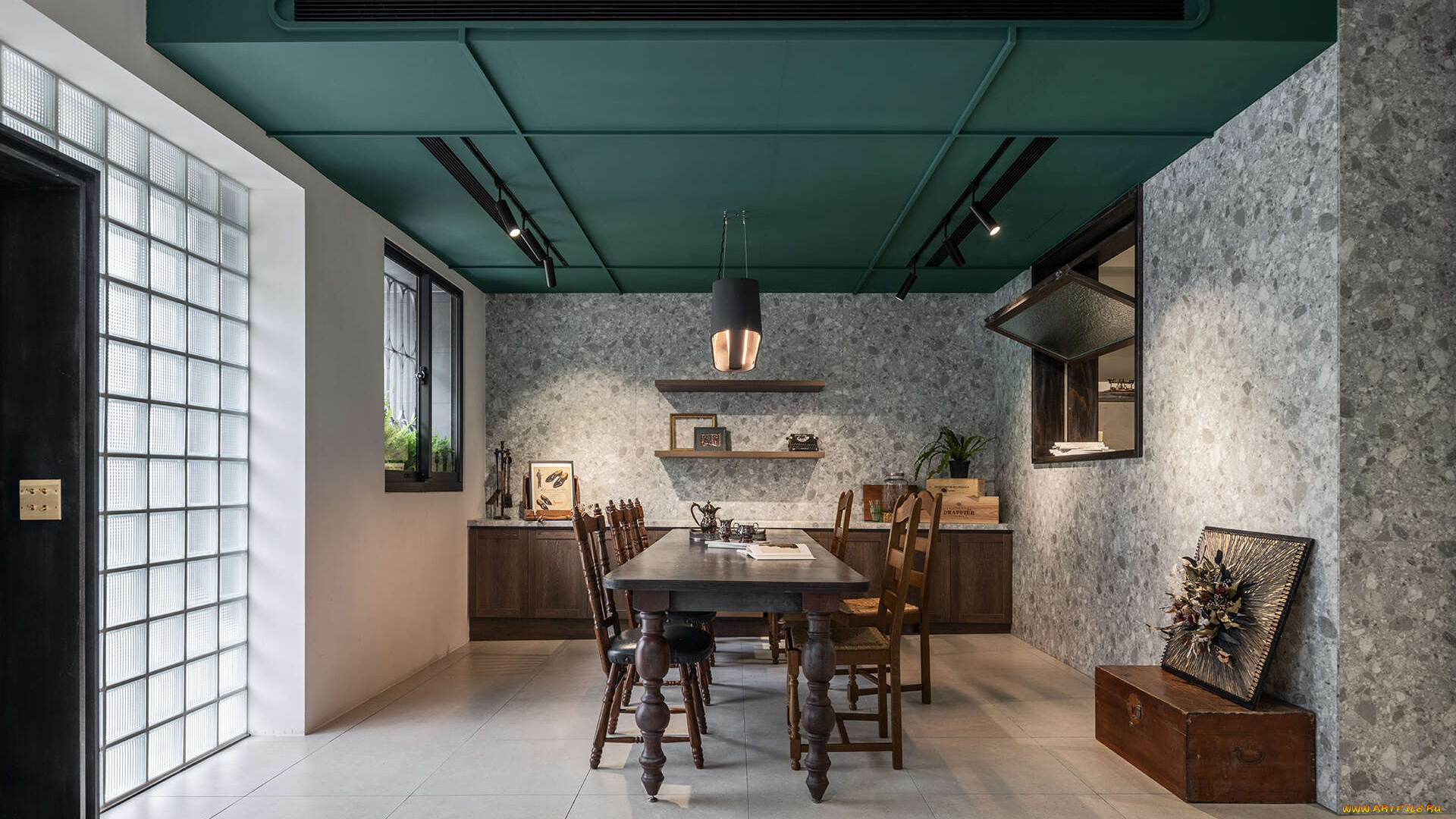 интерьер, кухня, плита, стол, стулья