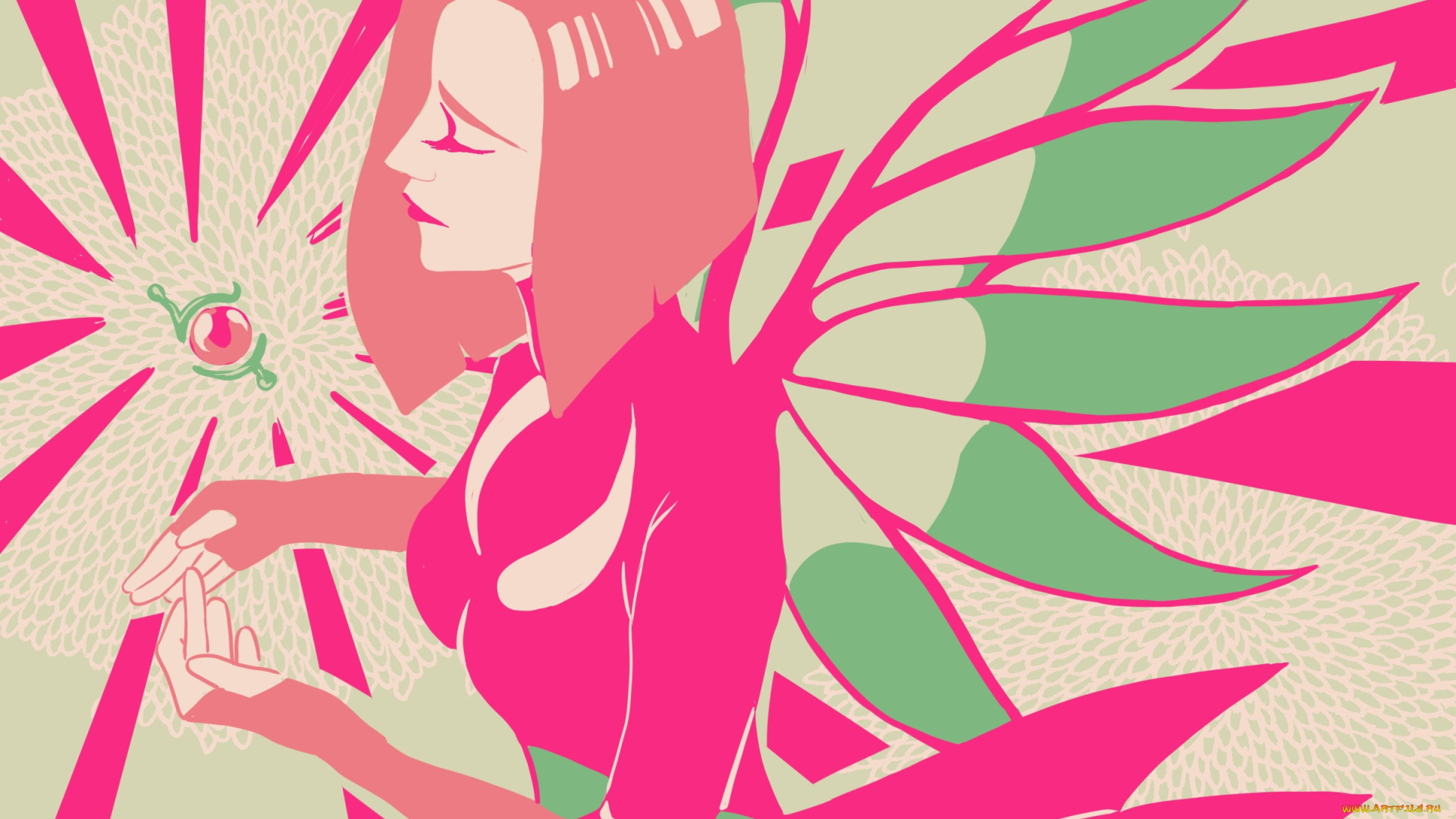 векторная, графика, девушки, , girls, девушка, лучи, крылья